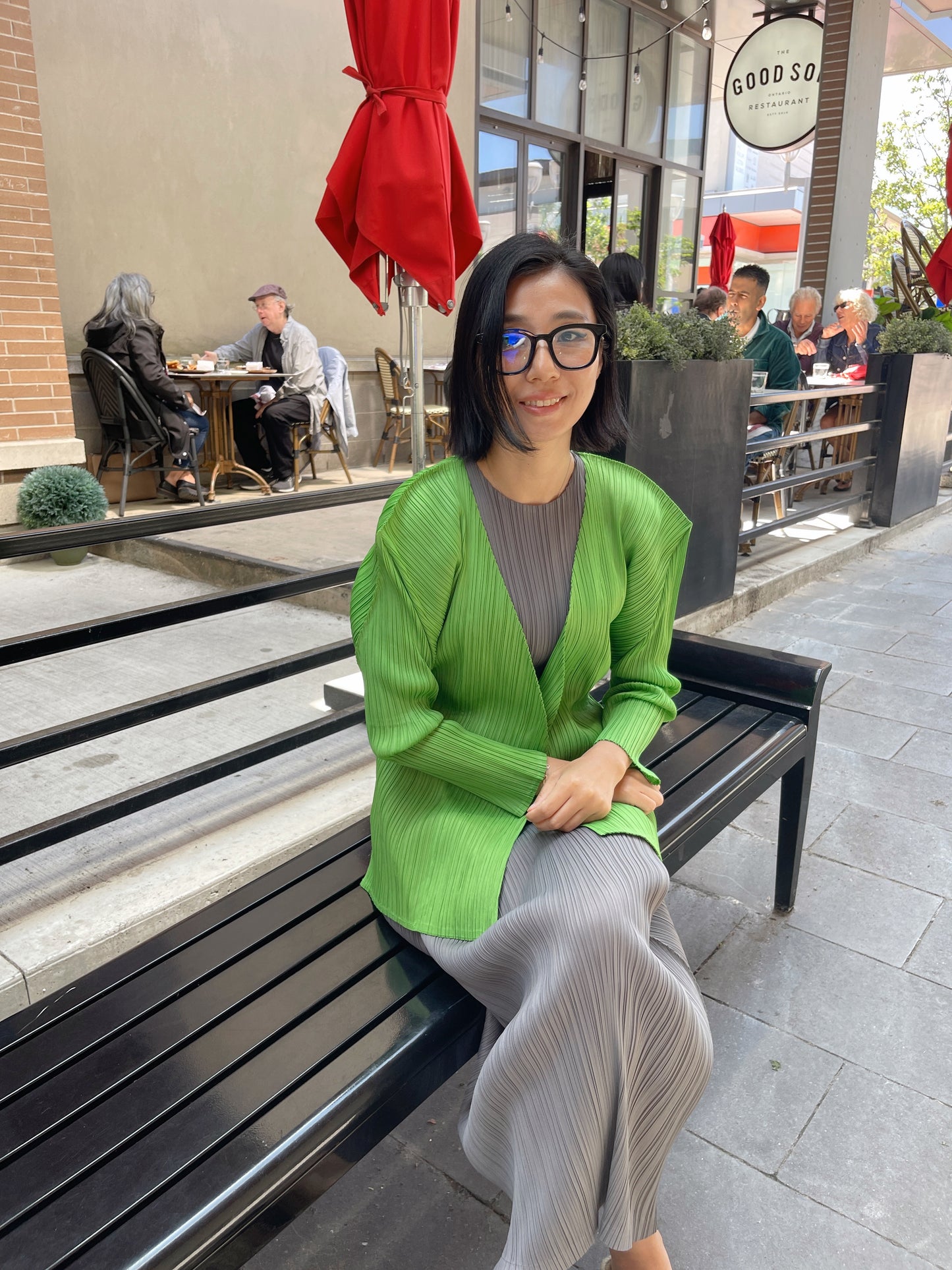 Edge long dress (Gray)