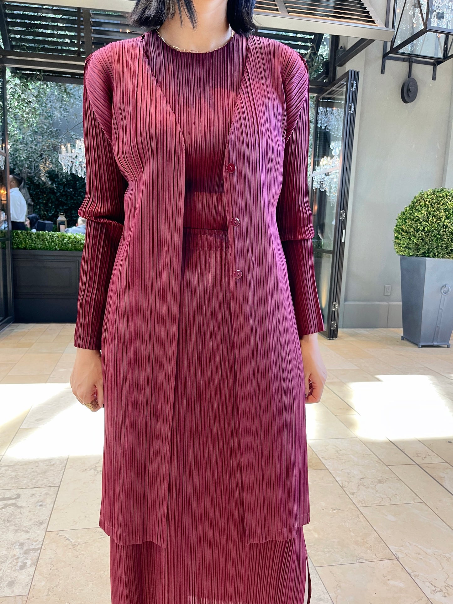 Button Midi Cardigan (burgundy)