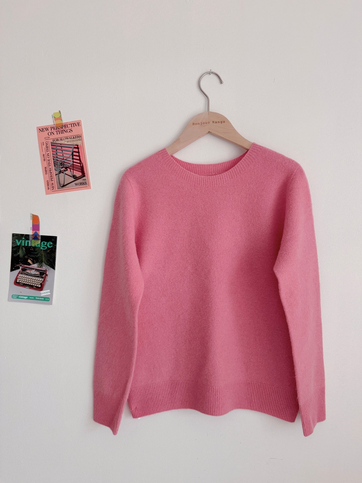 Wool round knit (pink, pastel green)