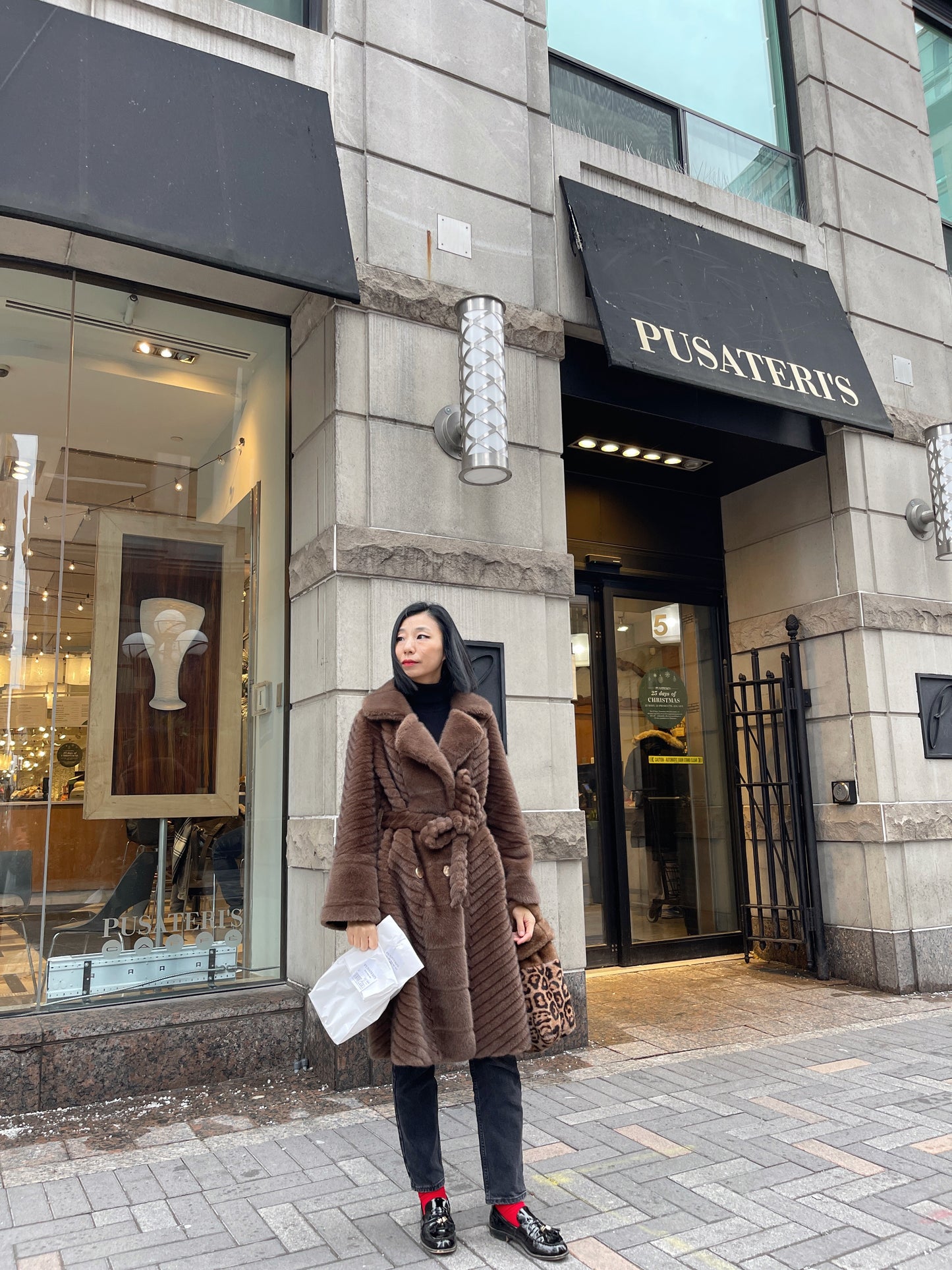 Eco mink coat 2 (brown, light brown, white)