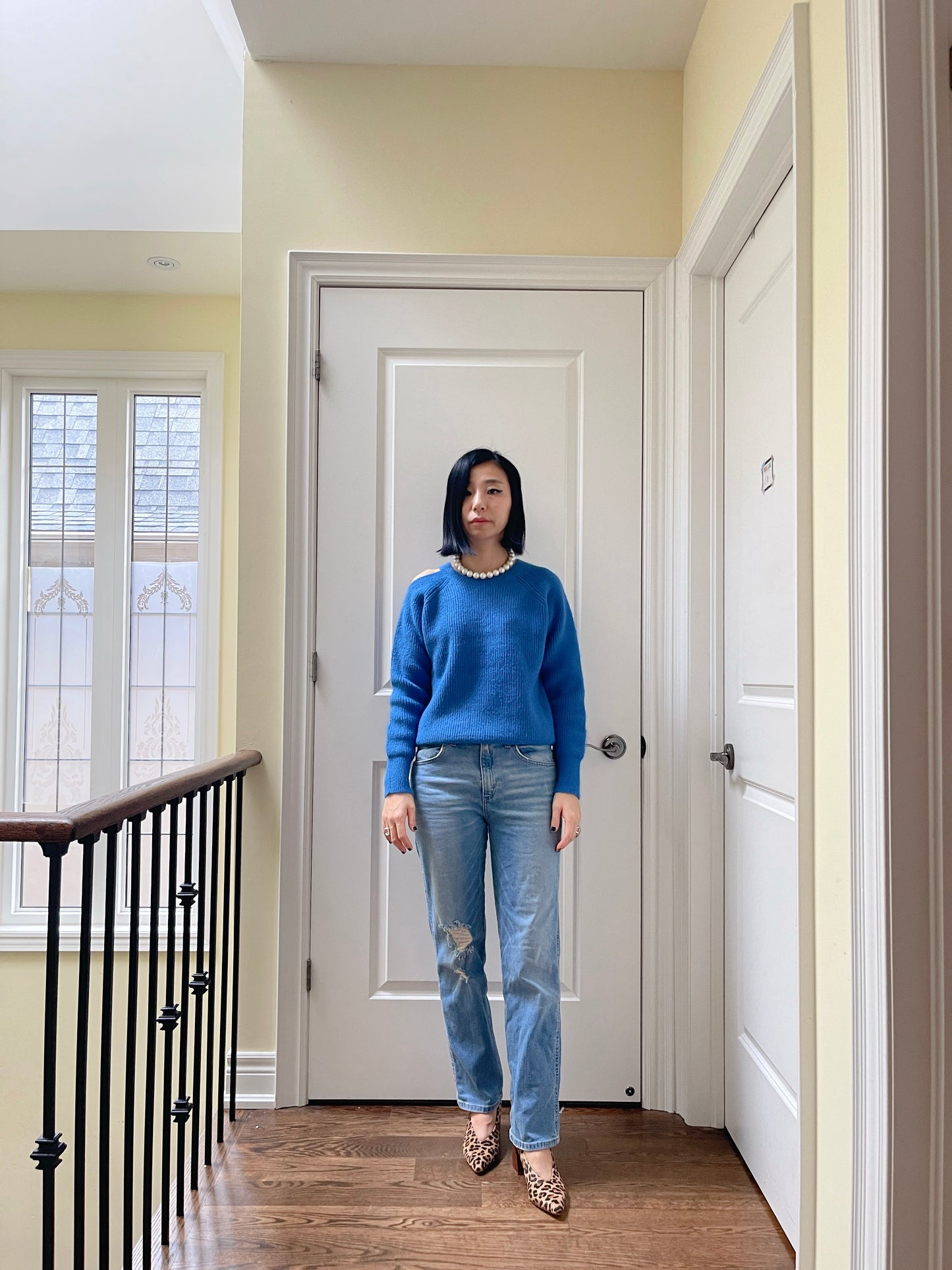 Latte wool knit (ivory, blue, black)