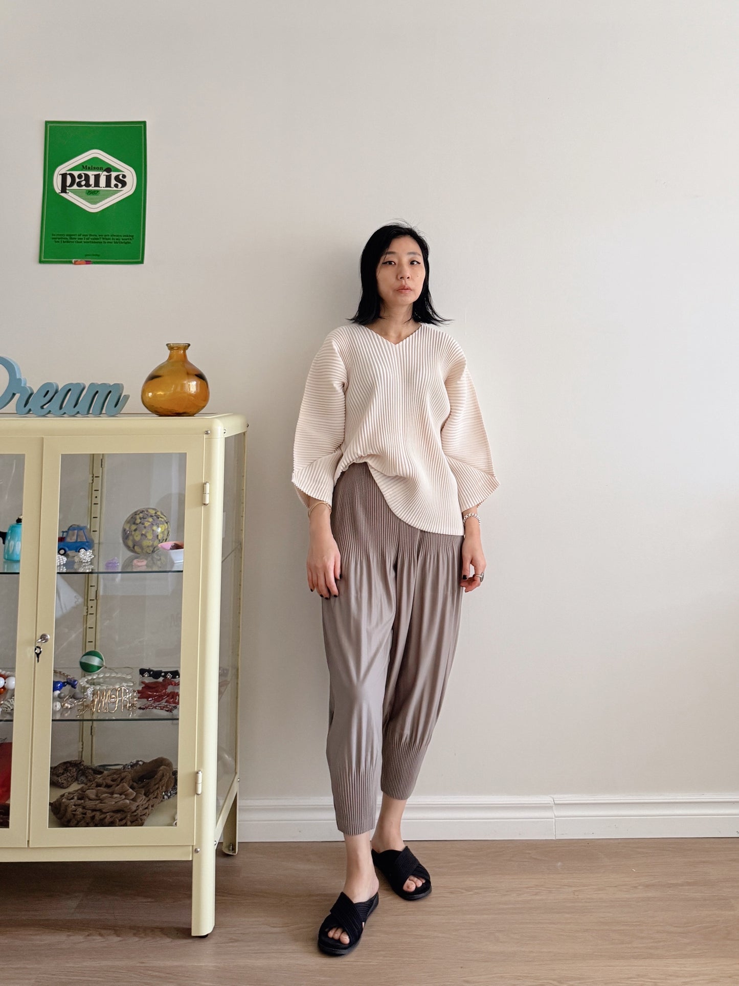 Pleats baggy pants ( black, pink, ivory, orange, mocha)