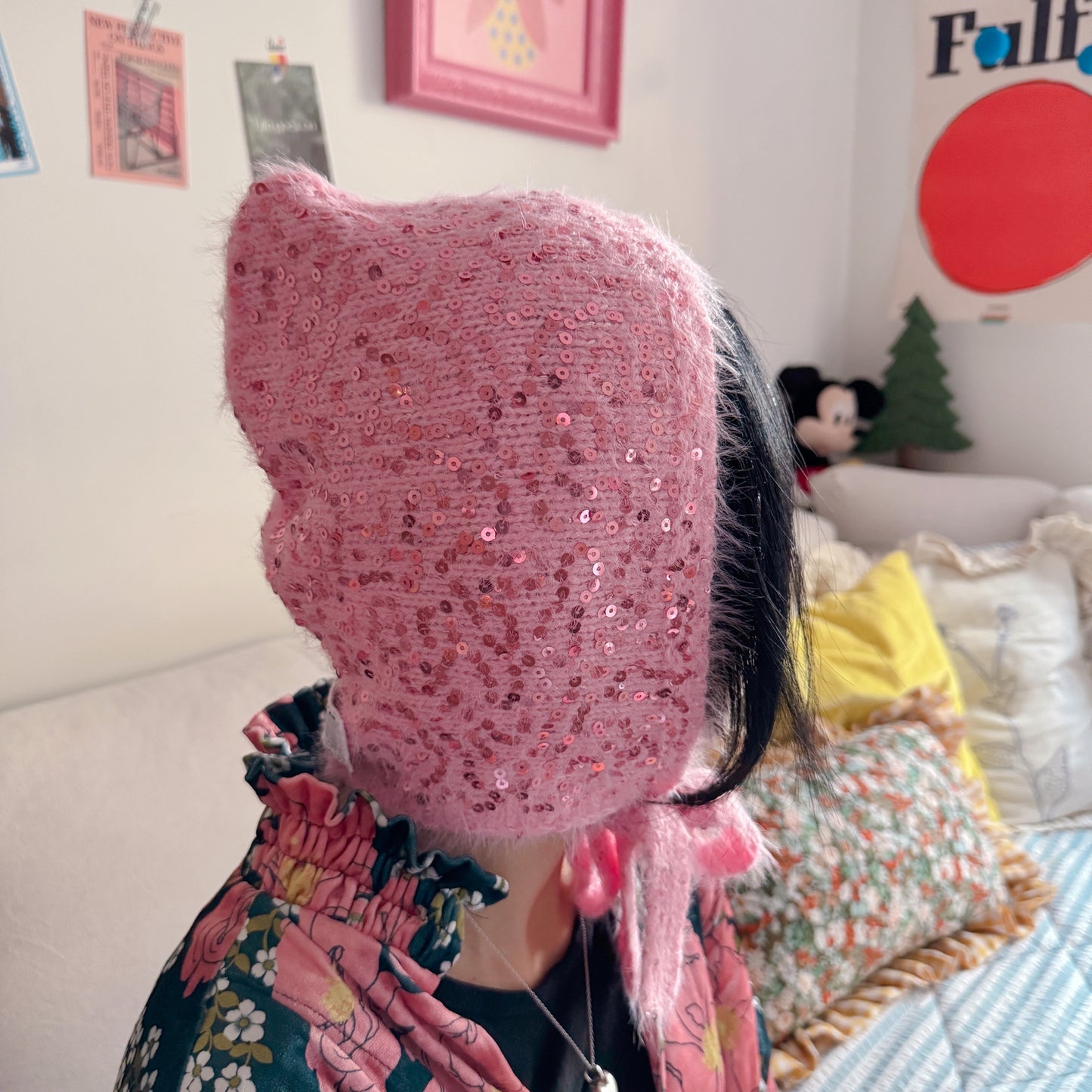 sequin balaclava( ivory, pink, gray, black)