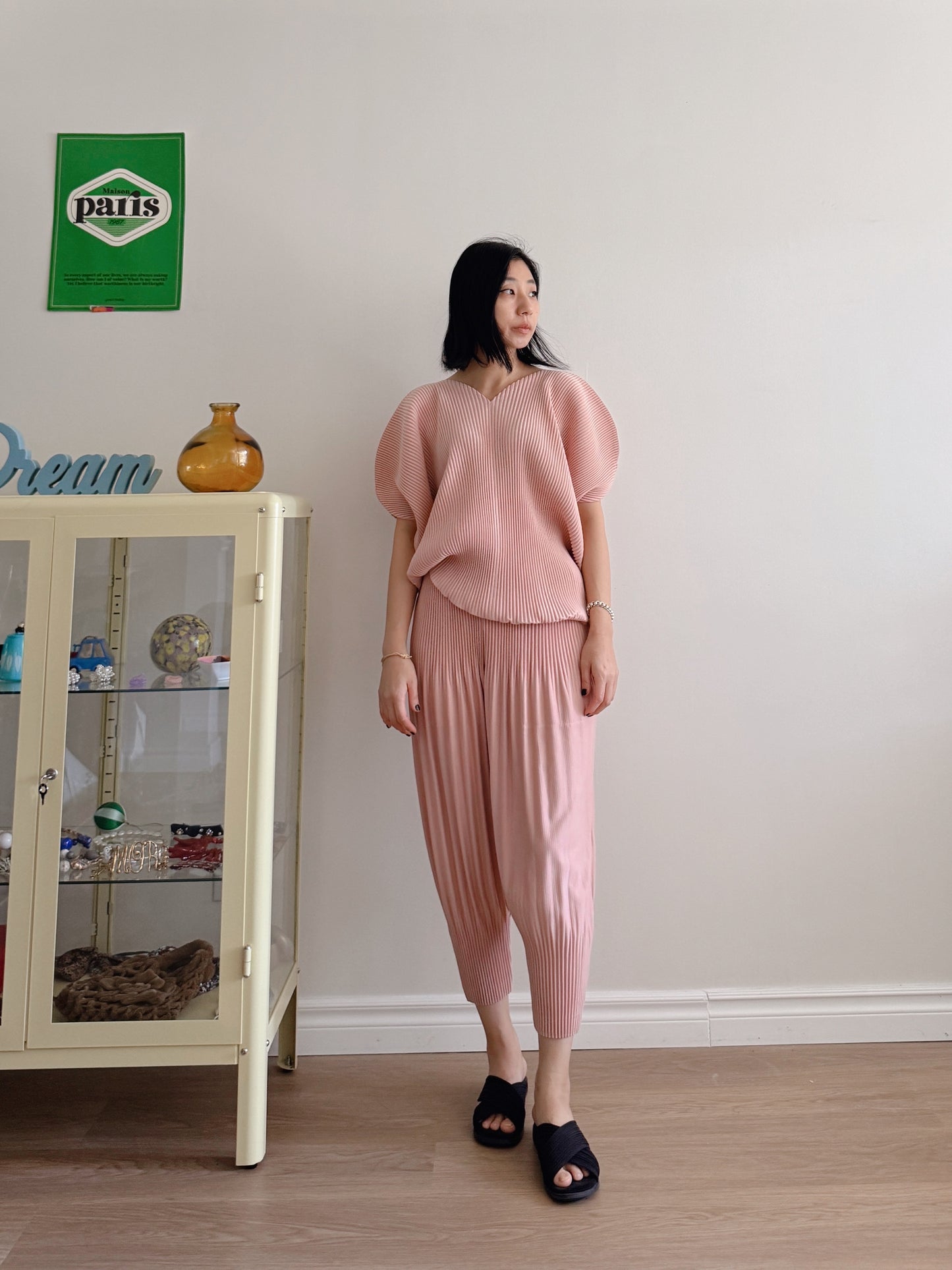 Pleats baggy pants ( black, pink, ivory, orange, mocha)