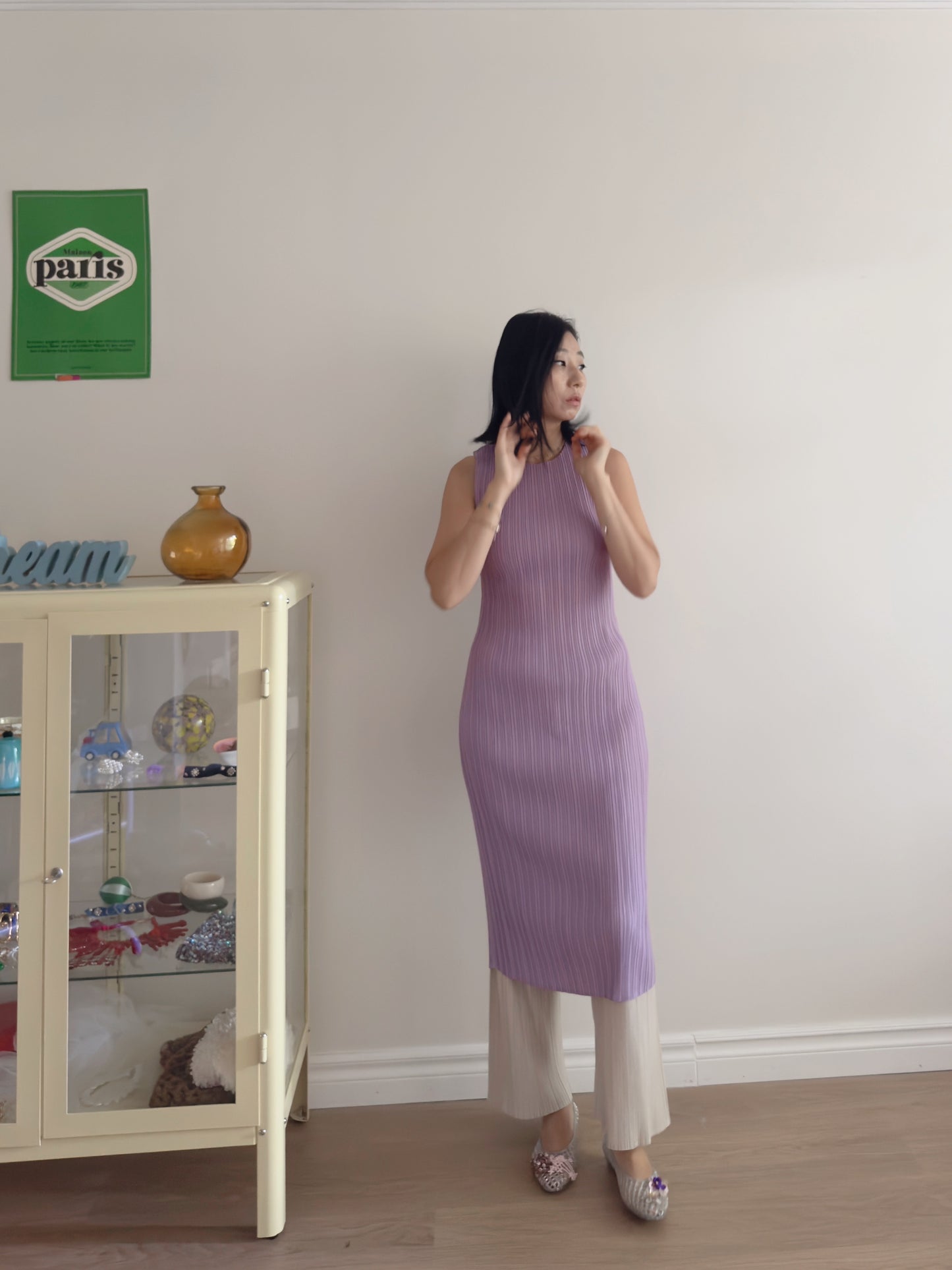 Lavender pleated dress