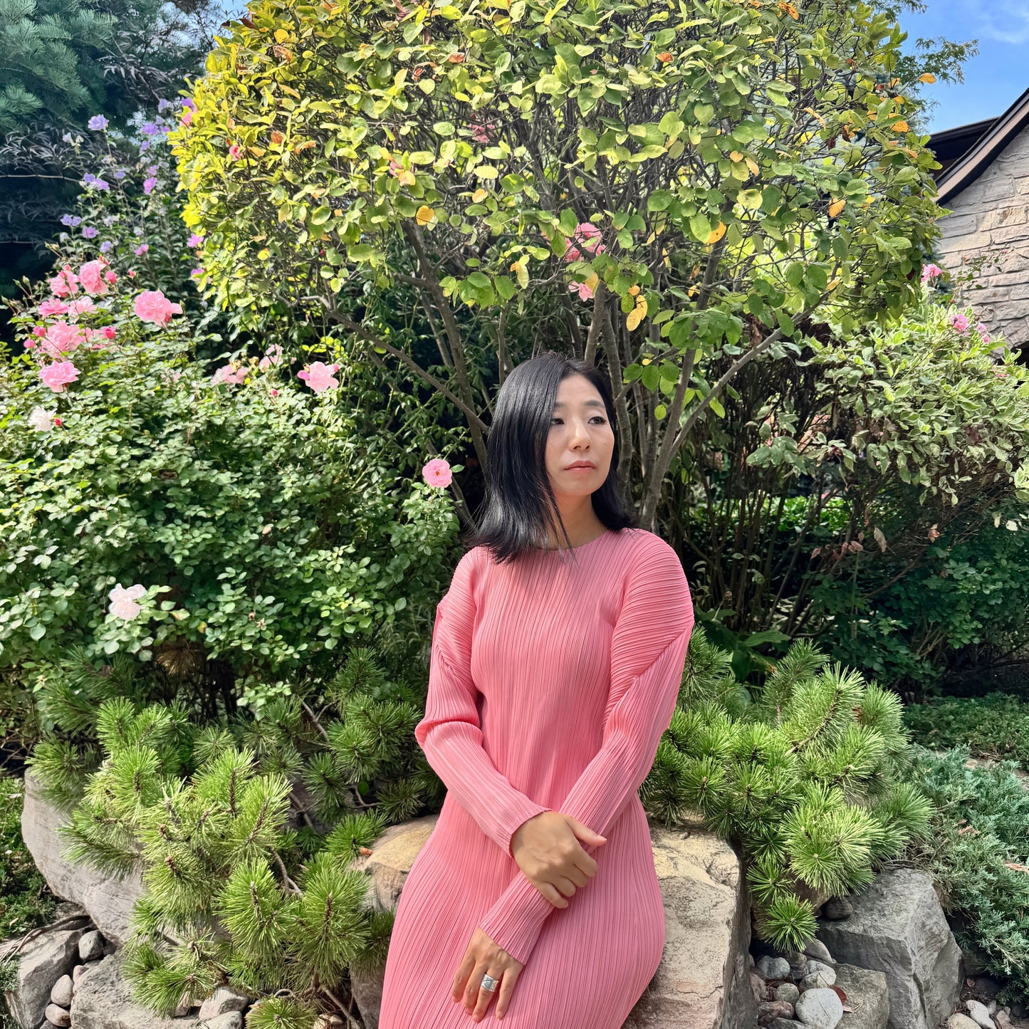 Edge dress (pink, blue)