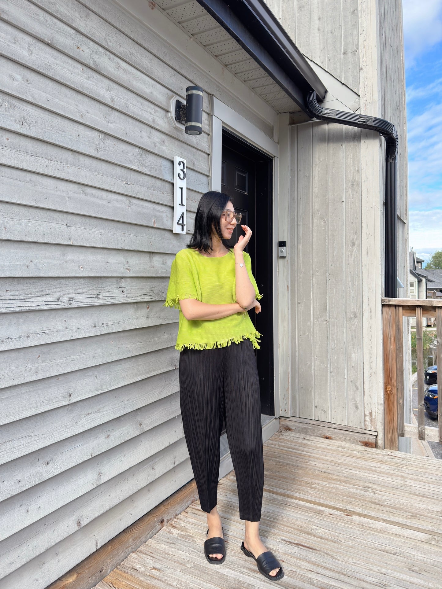 SS)Pleated baggy pants (gray,black)