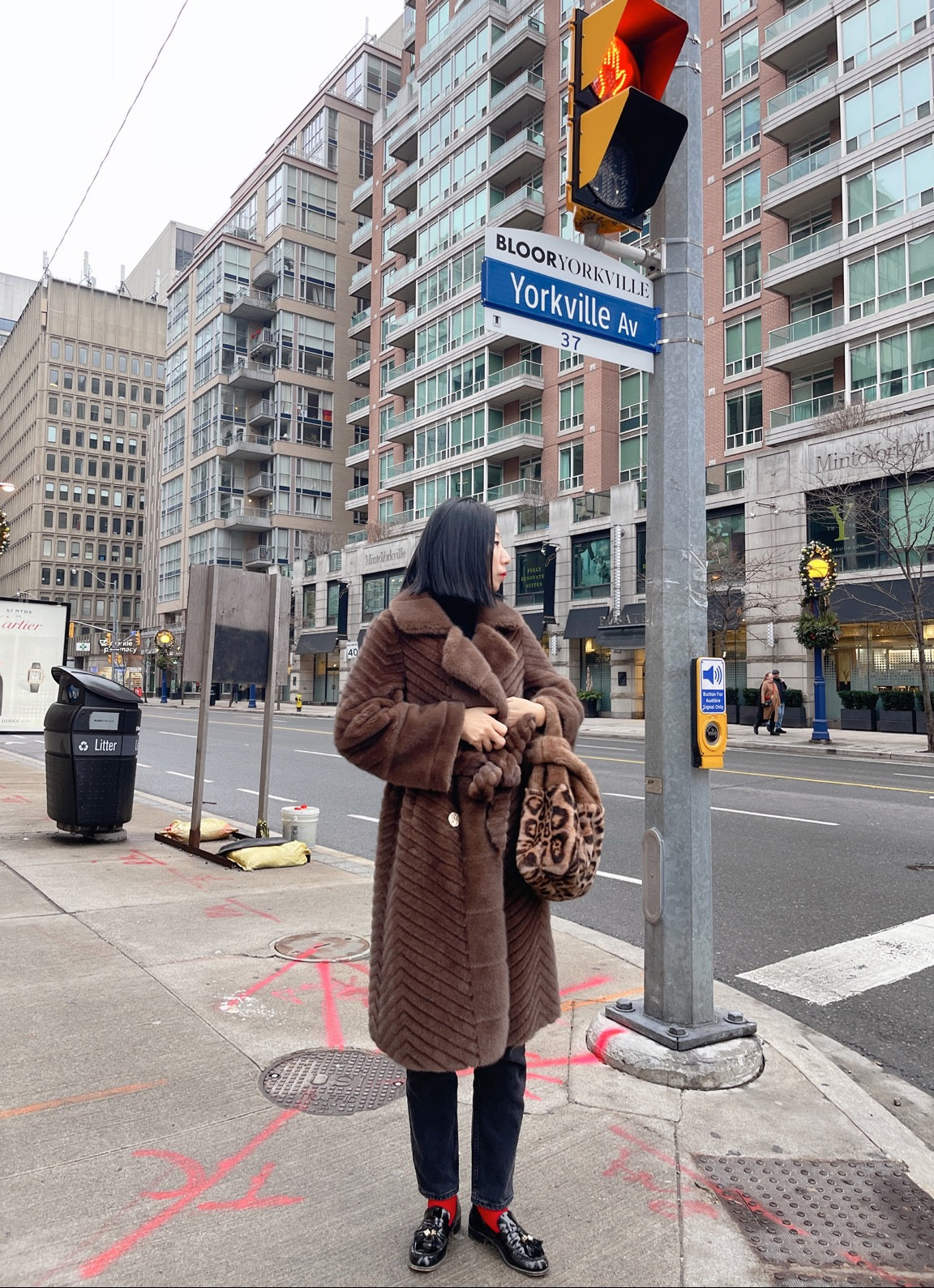Eco mink coat 2 (brown, light brown, white)