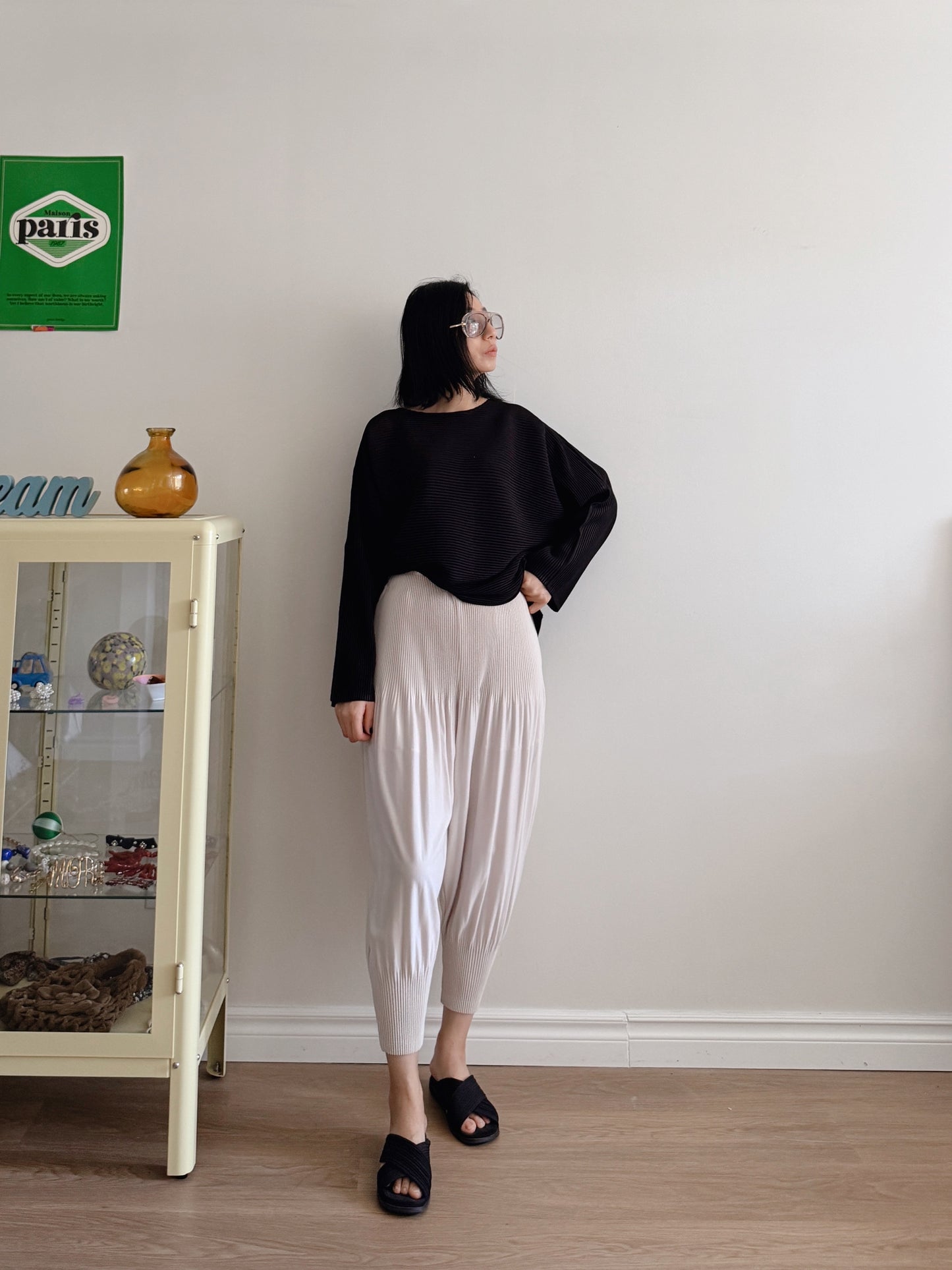 Pleats baggy pants ( black, pink, ivory, orange, mocha)