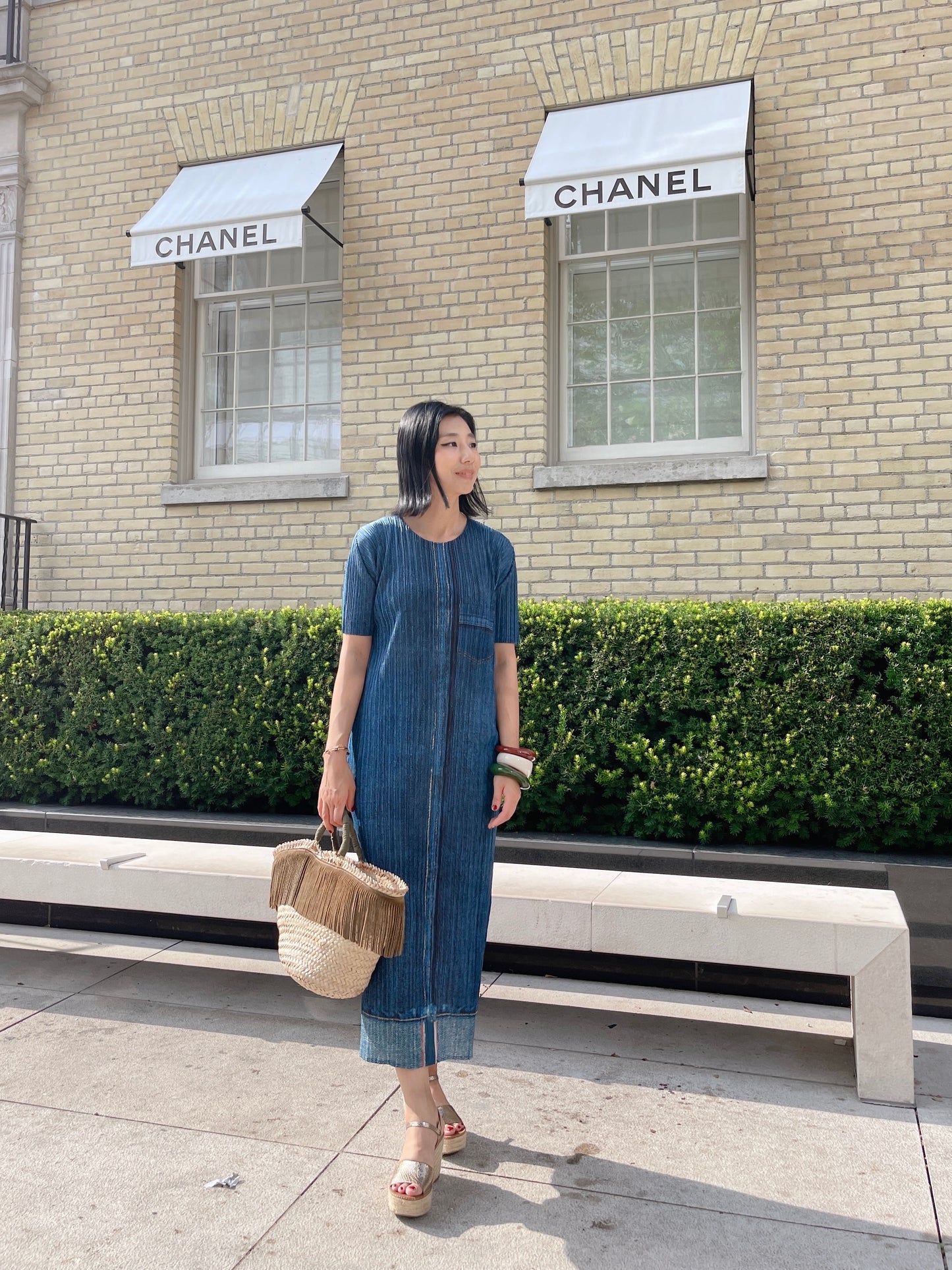 Pleats denim dress