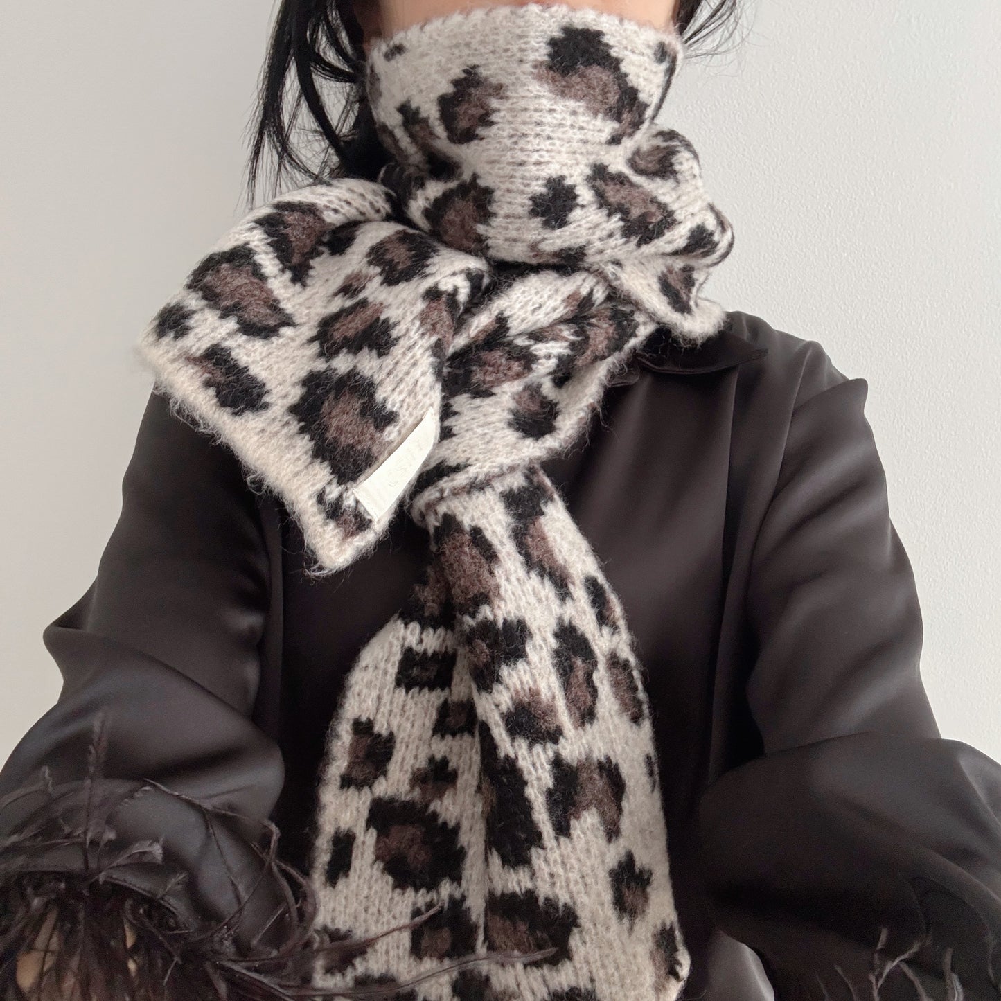leopard print scarf (beige,brown)