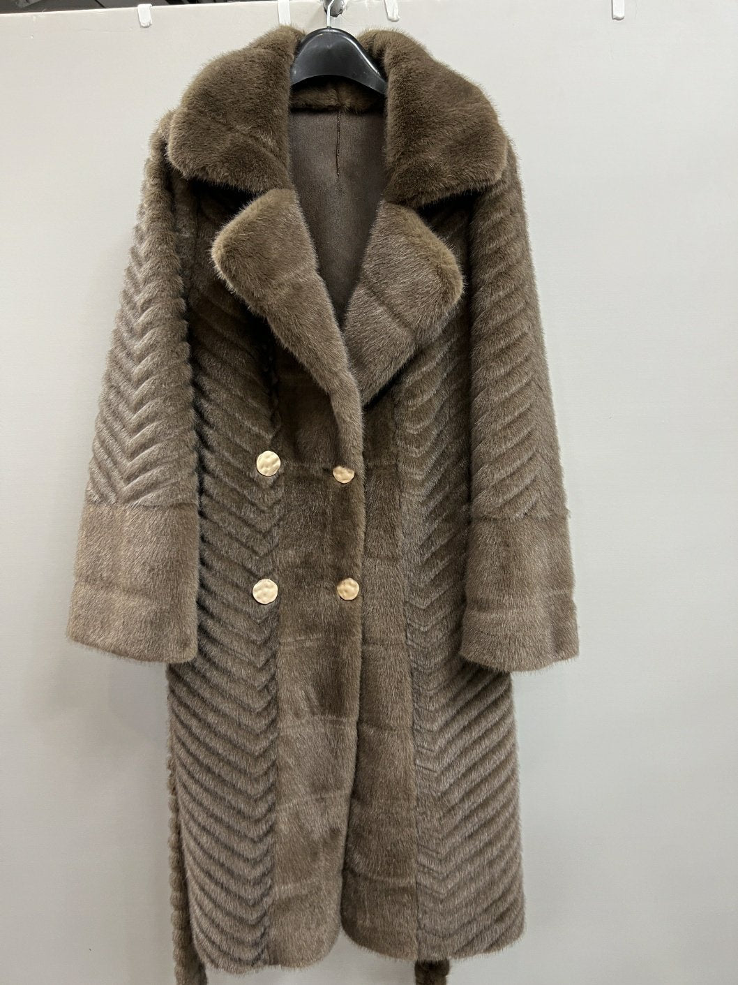 Eco mink coat 2 (brown, light brown, white)