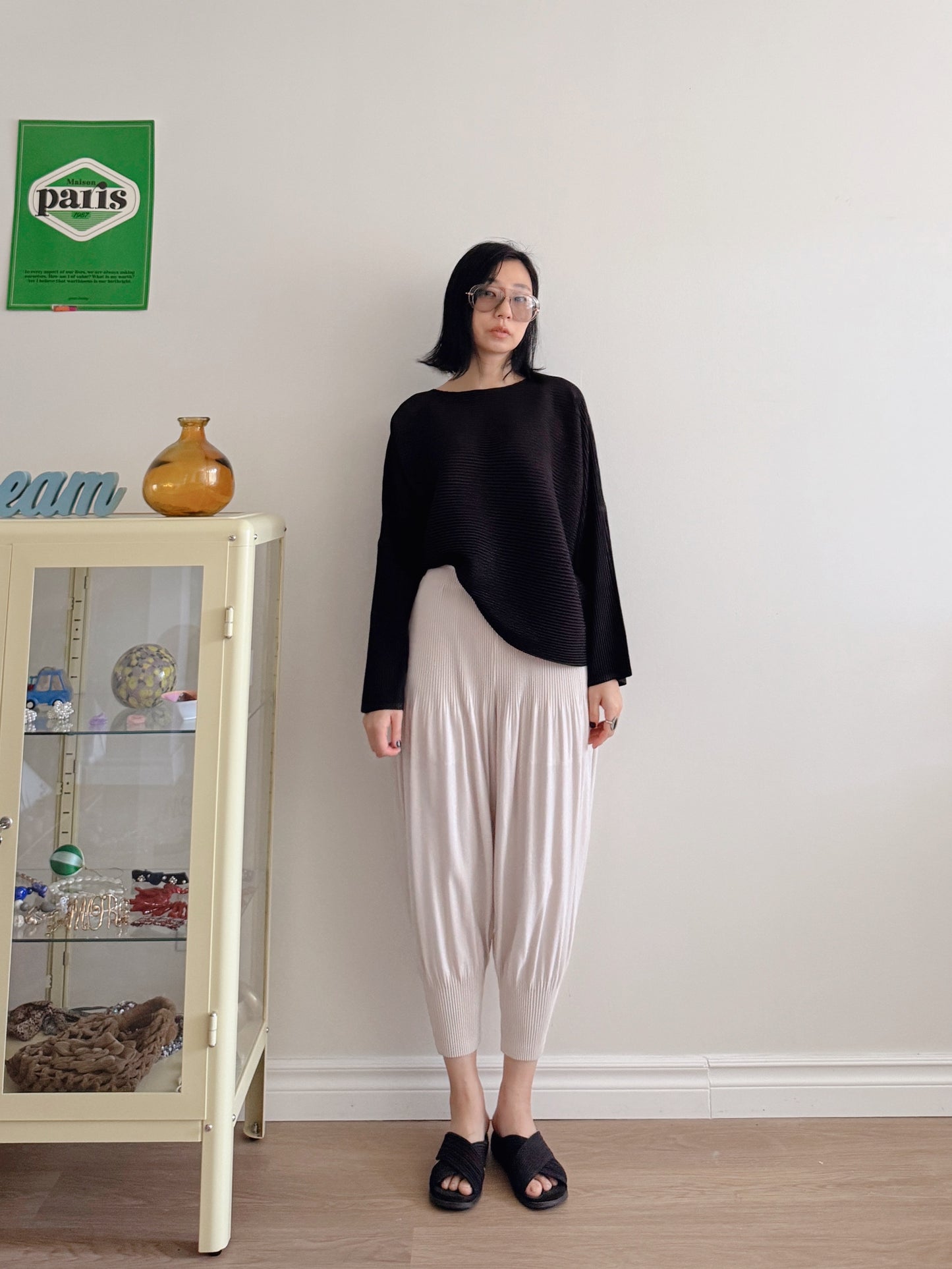 Pleats baggy pants ( black, pink, ivory, orange, mocha)