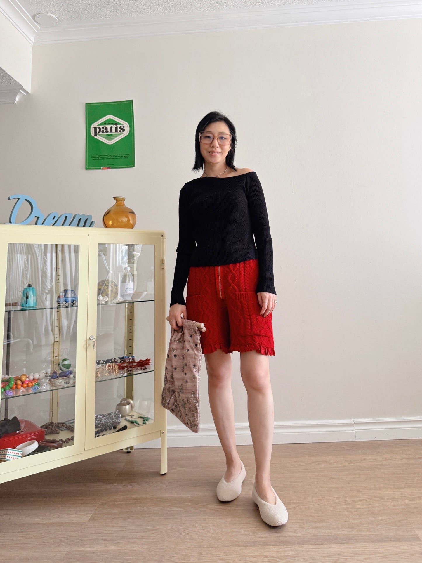 Wool knit shorts(ivory, red, black)