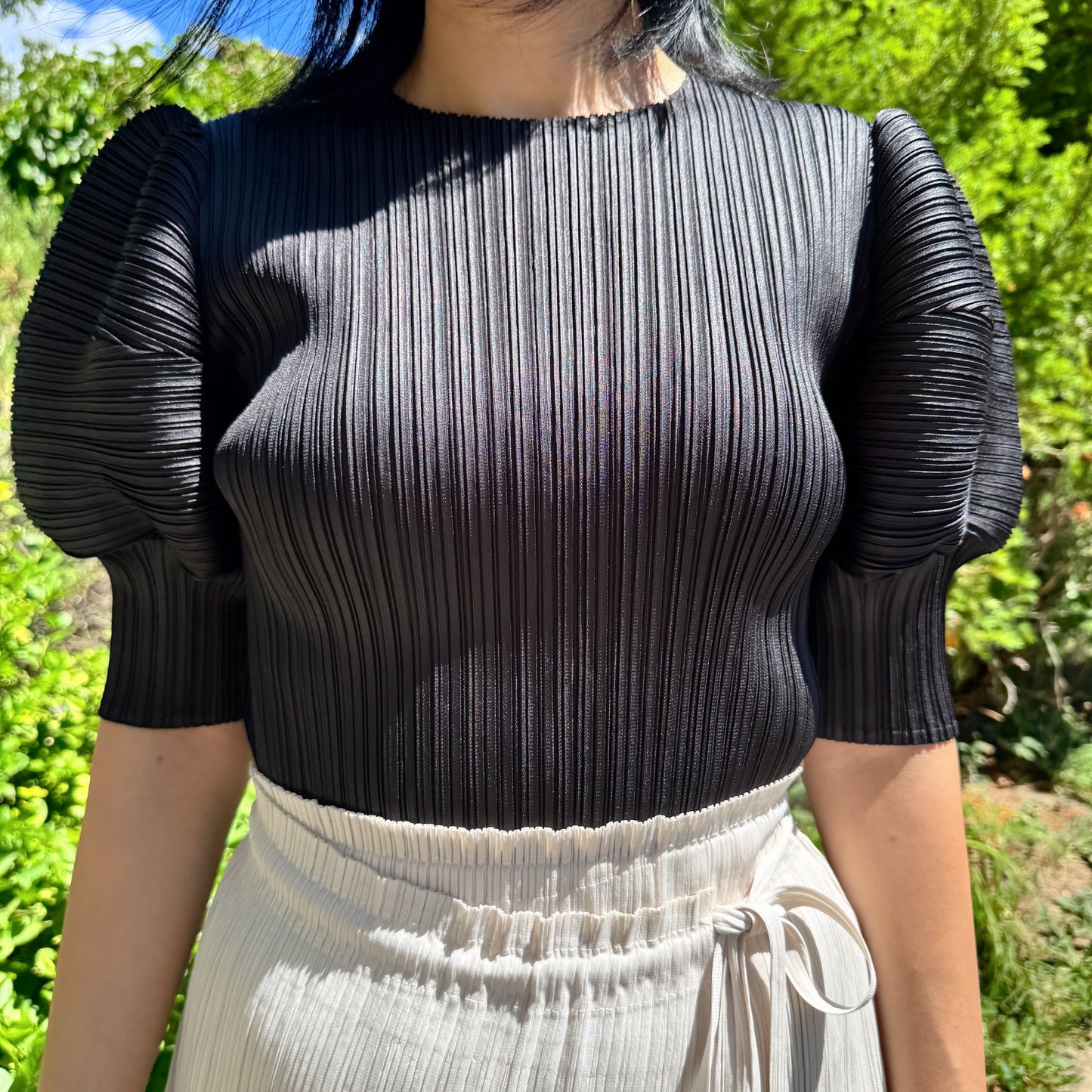 Pleats puff sleeves (pink,yellow,black)