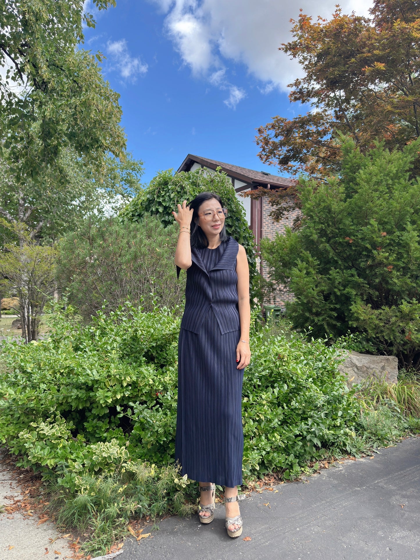 Pleated maxi skirt