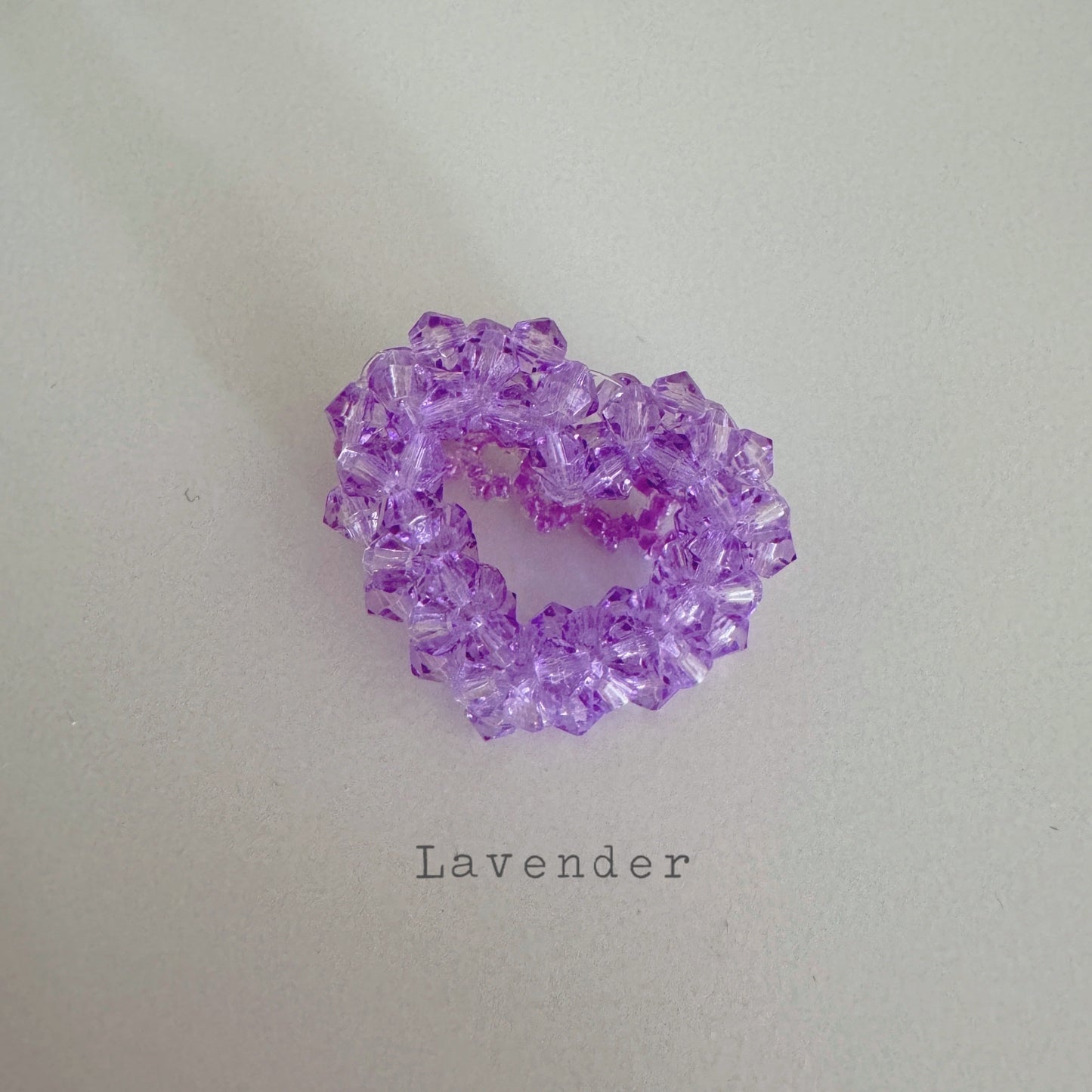 beaded heart ring (pink,lavender)
