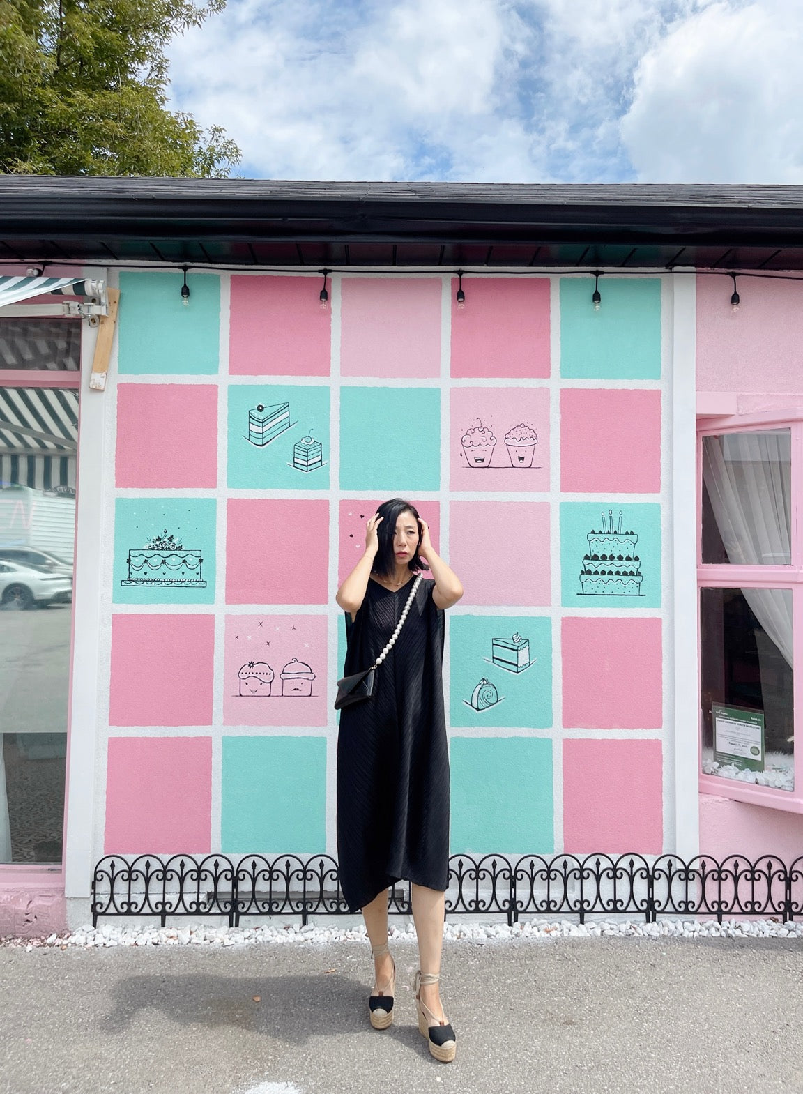 solid dress (black, pastel blue ,pink)