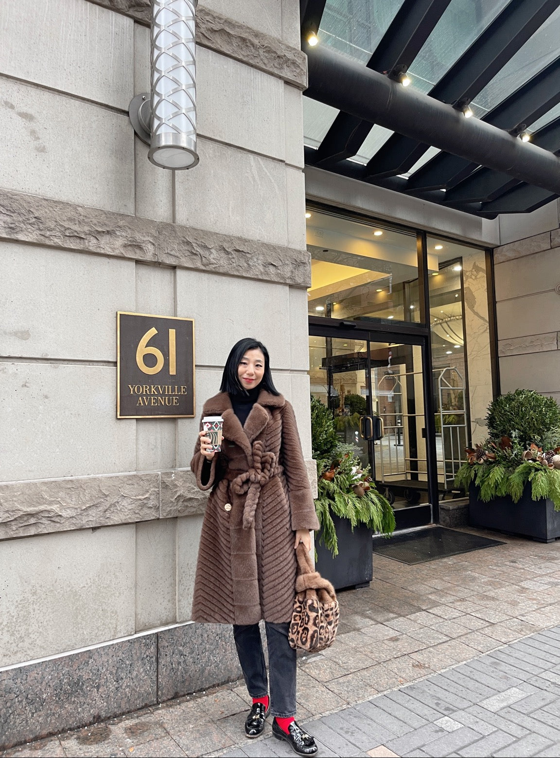 Eco mink coat 2 (brown, light brown, white)