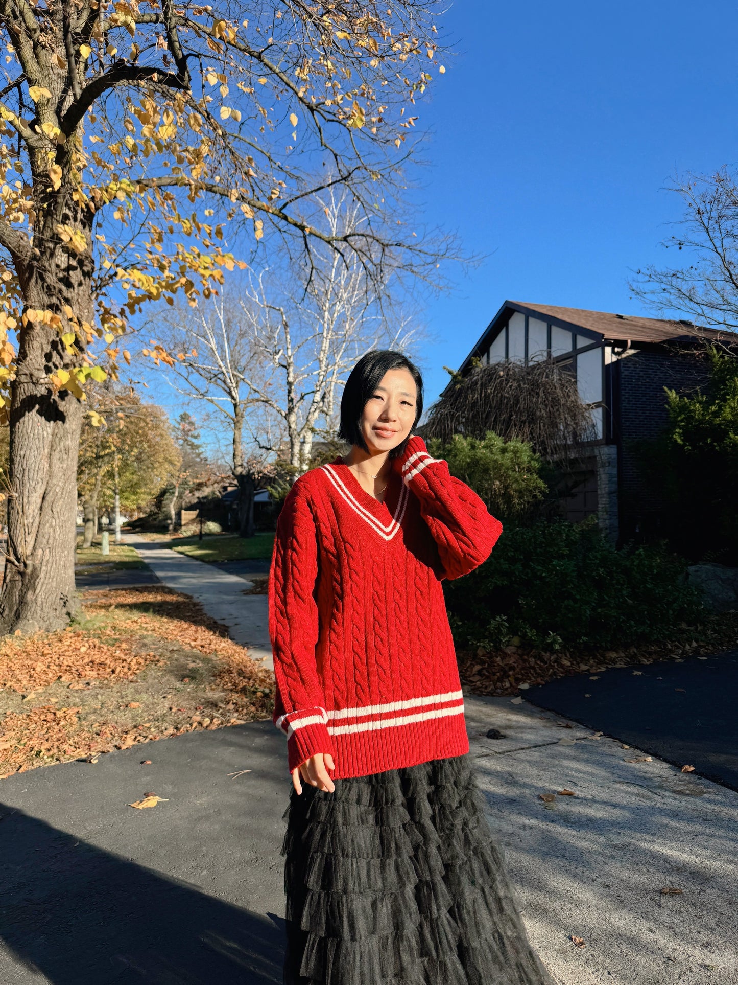Noel cable knit (blue,red)