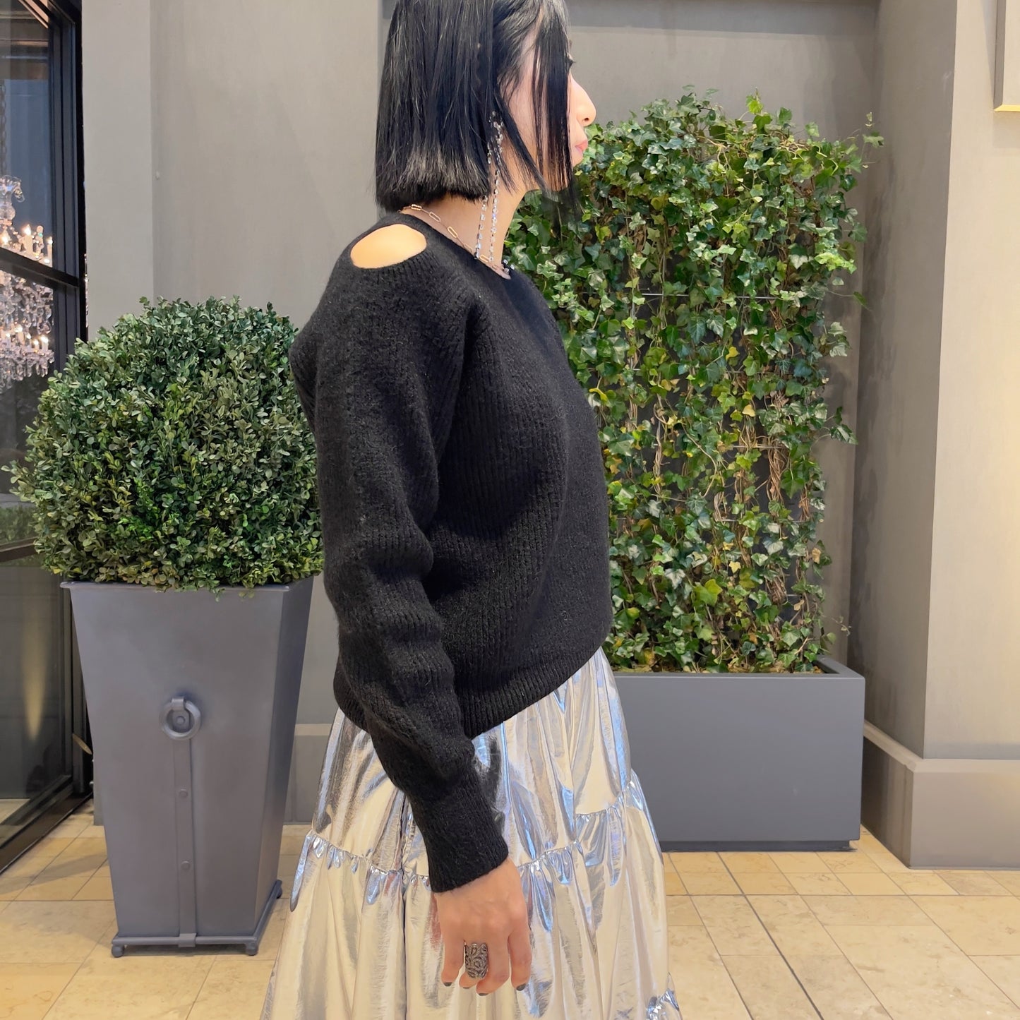 Latte wool knit (ivory, blue, black)