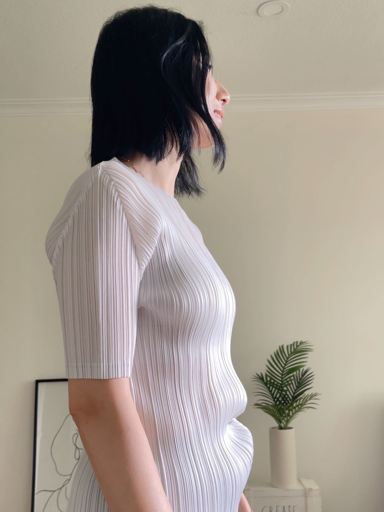 Pleats basic top (pink, gray khaki, ruby, white, black, silver)
