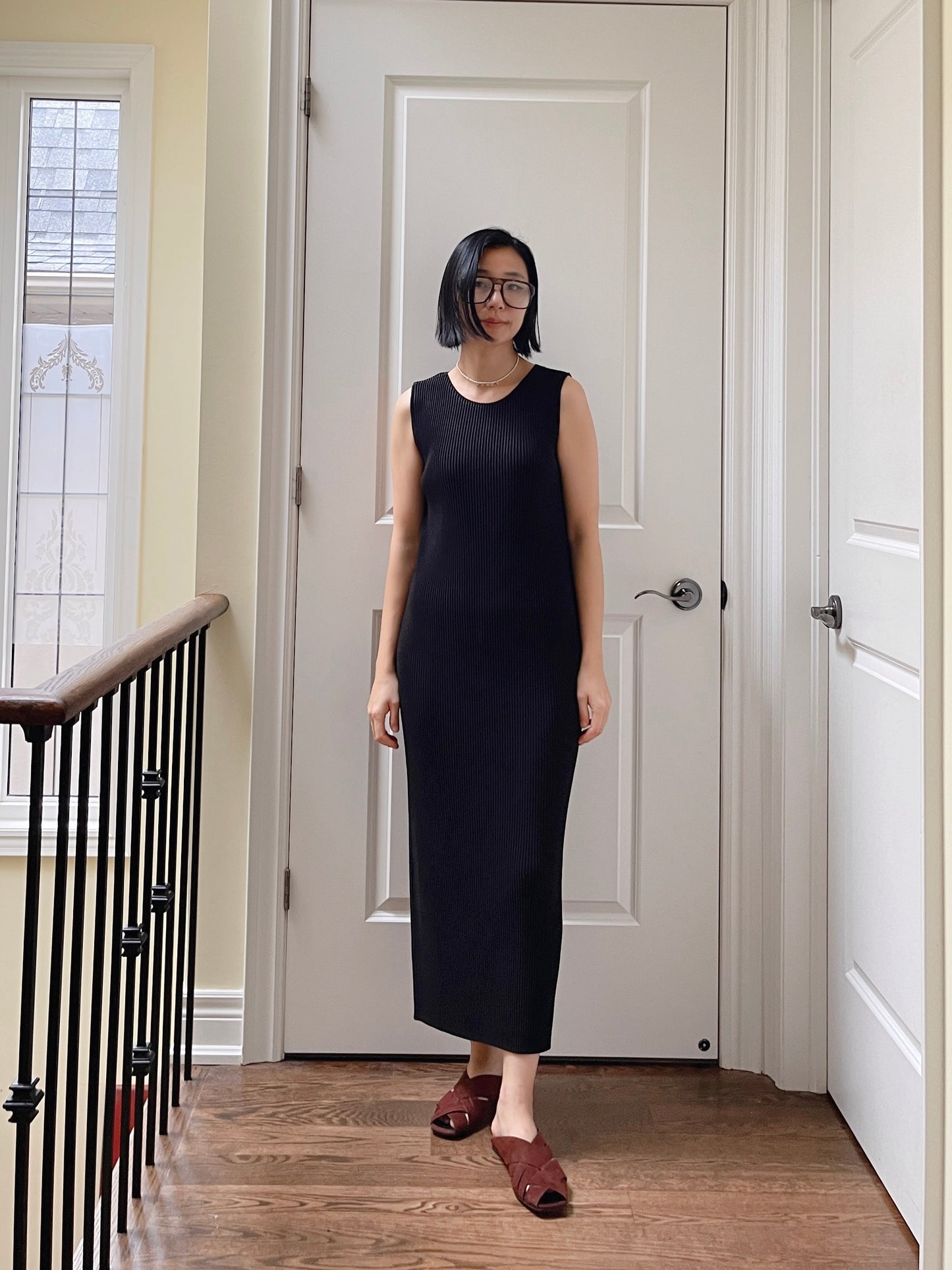 A-POC Pleats maxi dress( black, ivory)