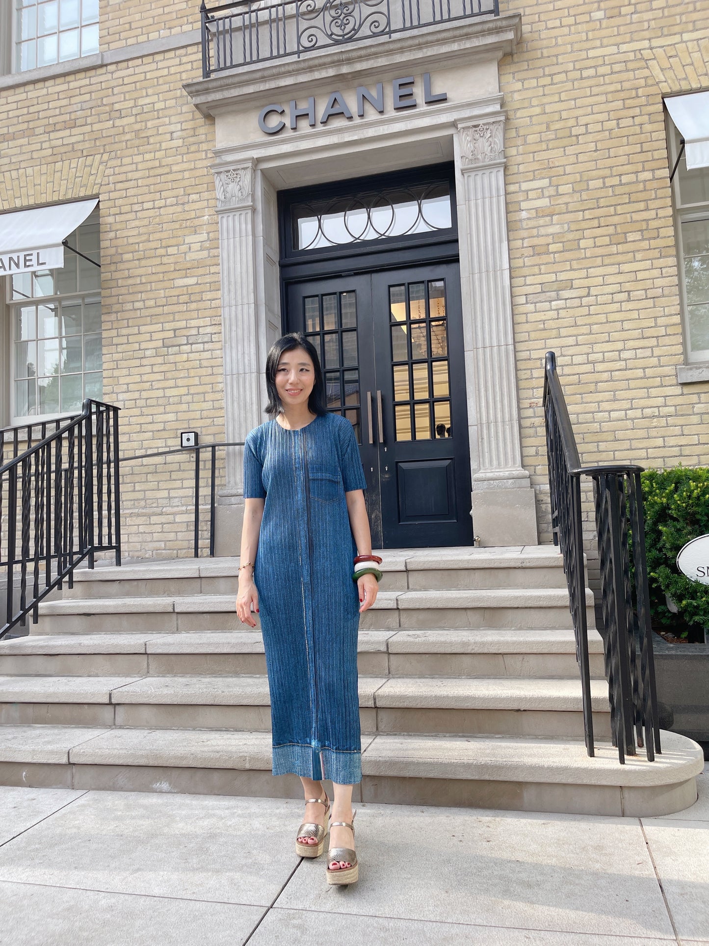 Pleats denim dress