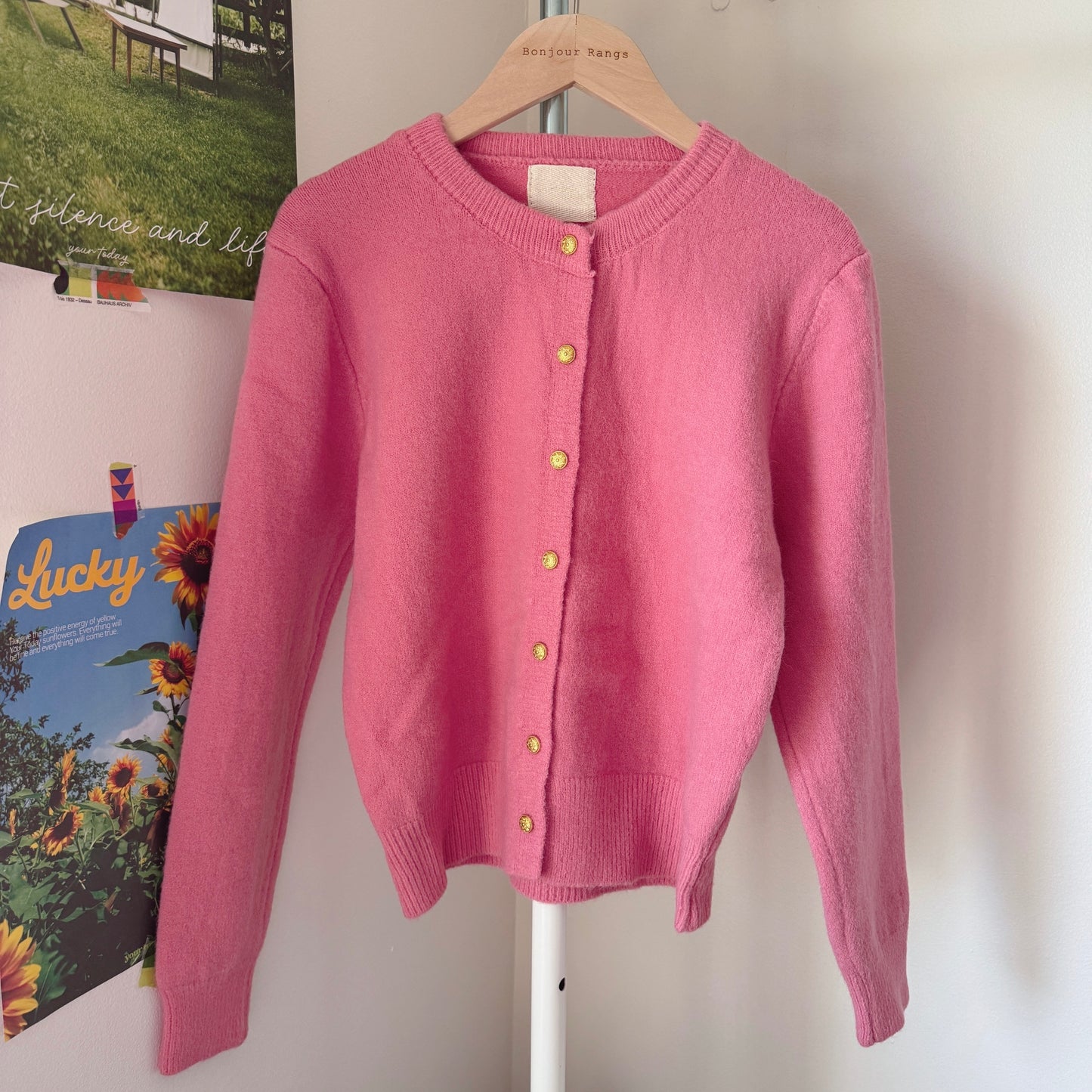 Golden button cardigan (gray, green,brown,pink,red,black)