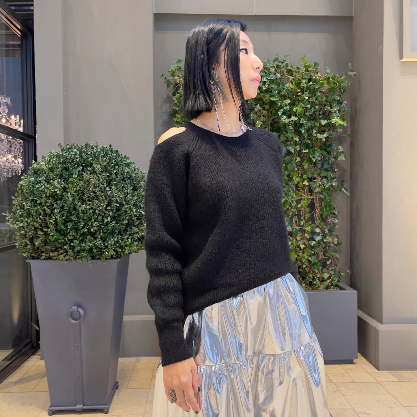 Latte wool knit (ivory, blue, black)