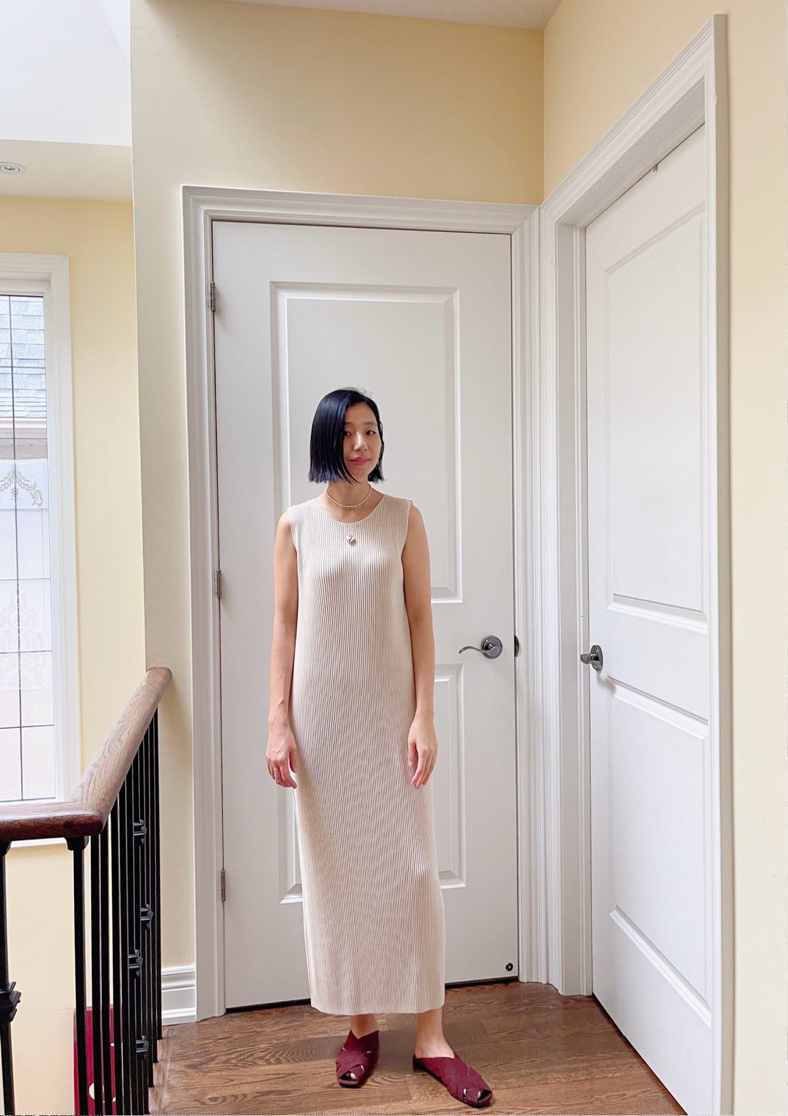 A-POC Pleats maxi dress( black, ivory)