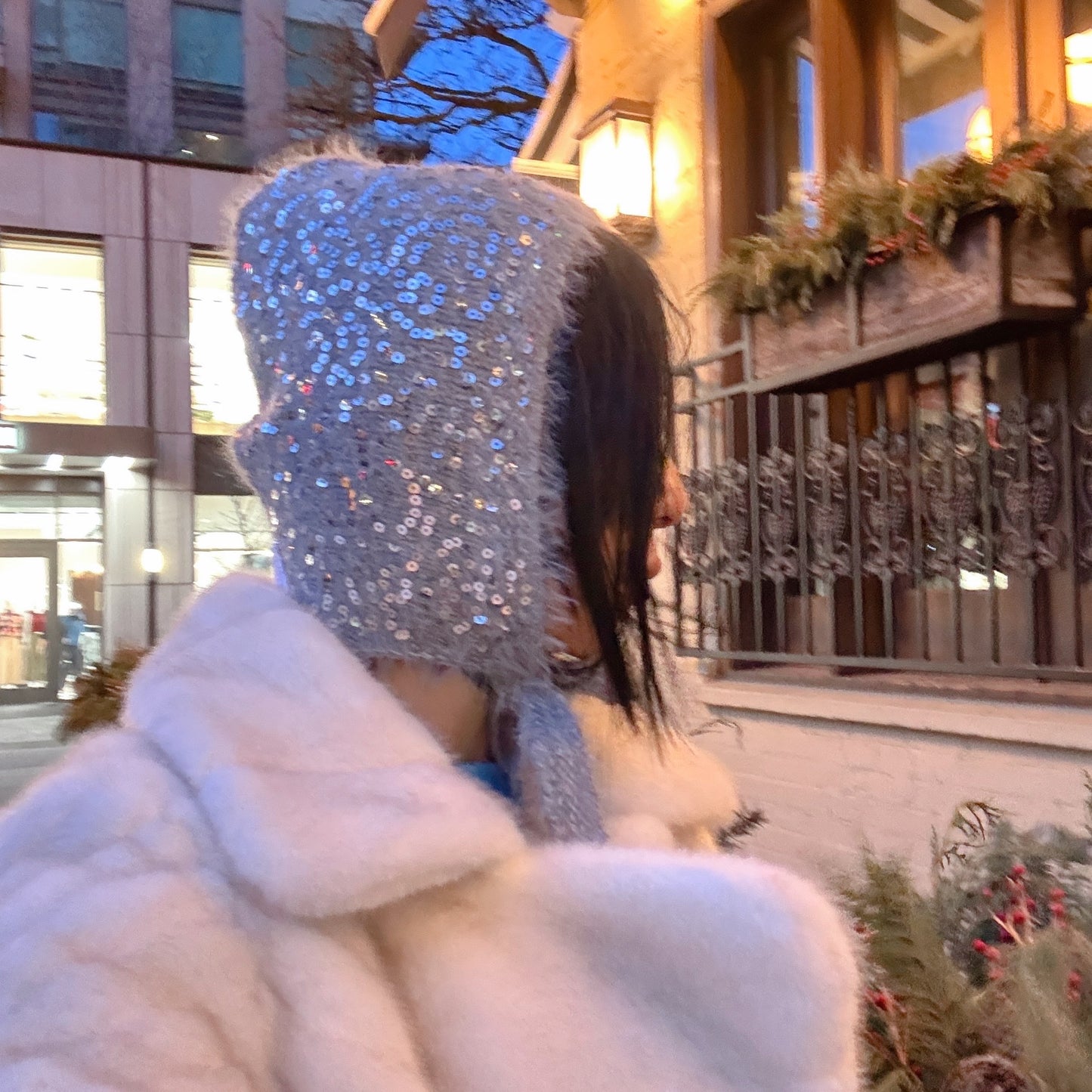 sequin balaclava( ivory, pink, gray, black)