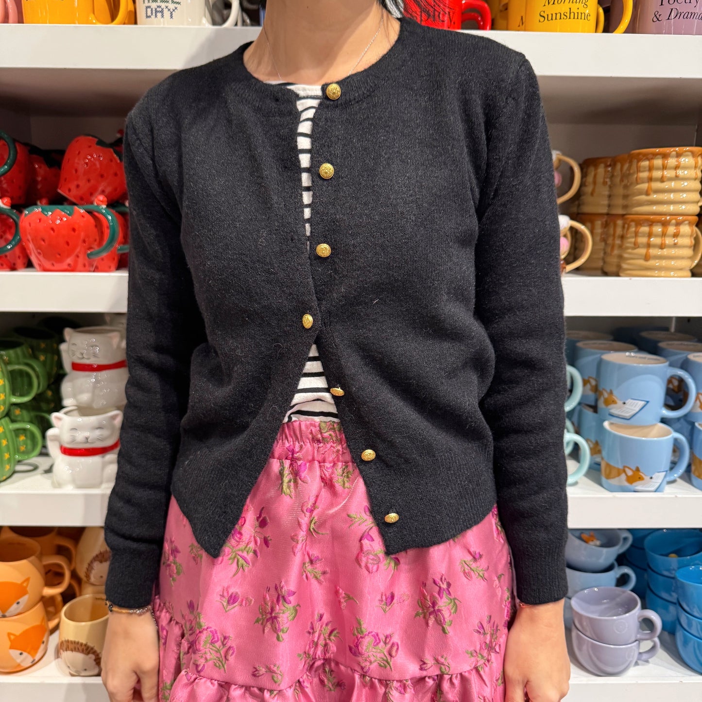Golden button cardigan (gray, green,brown,pink,red,black)