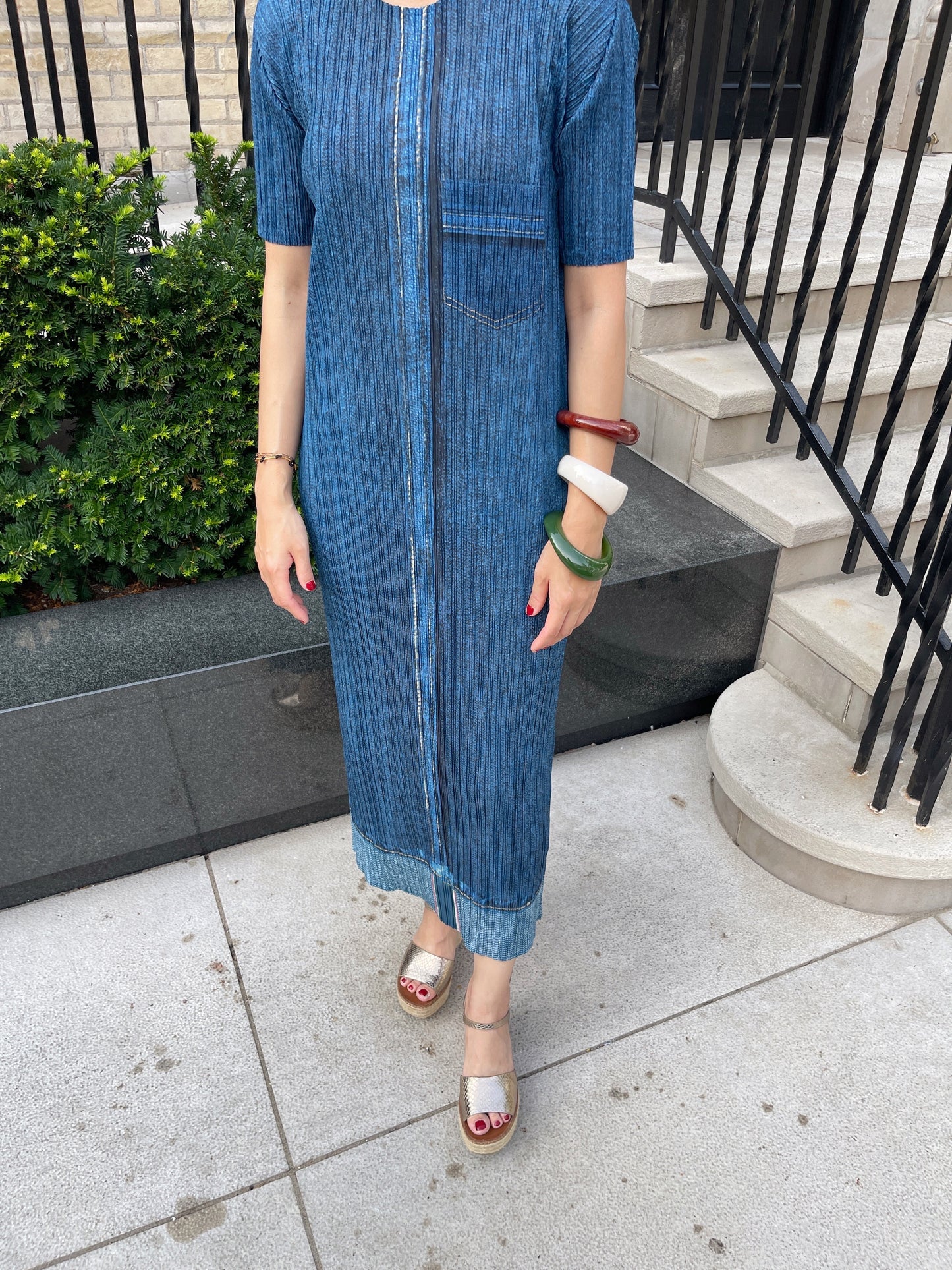 Pleats denim dress