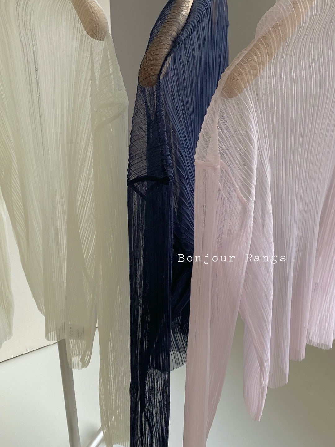 semi-sheer top (ivory, black, pink)