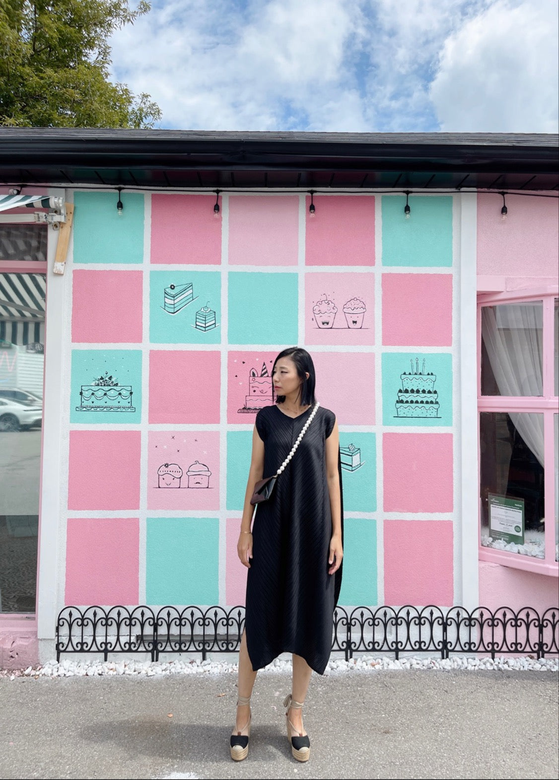 solid dress (black, pastel blue ,pink)
