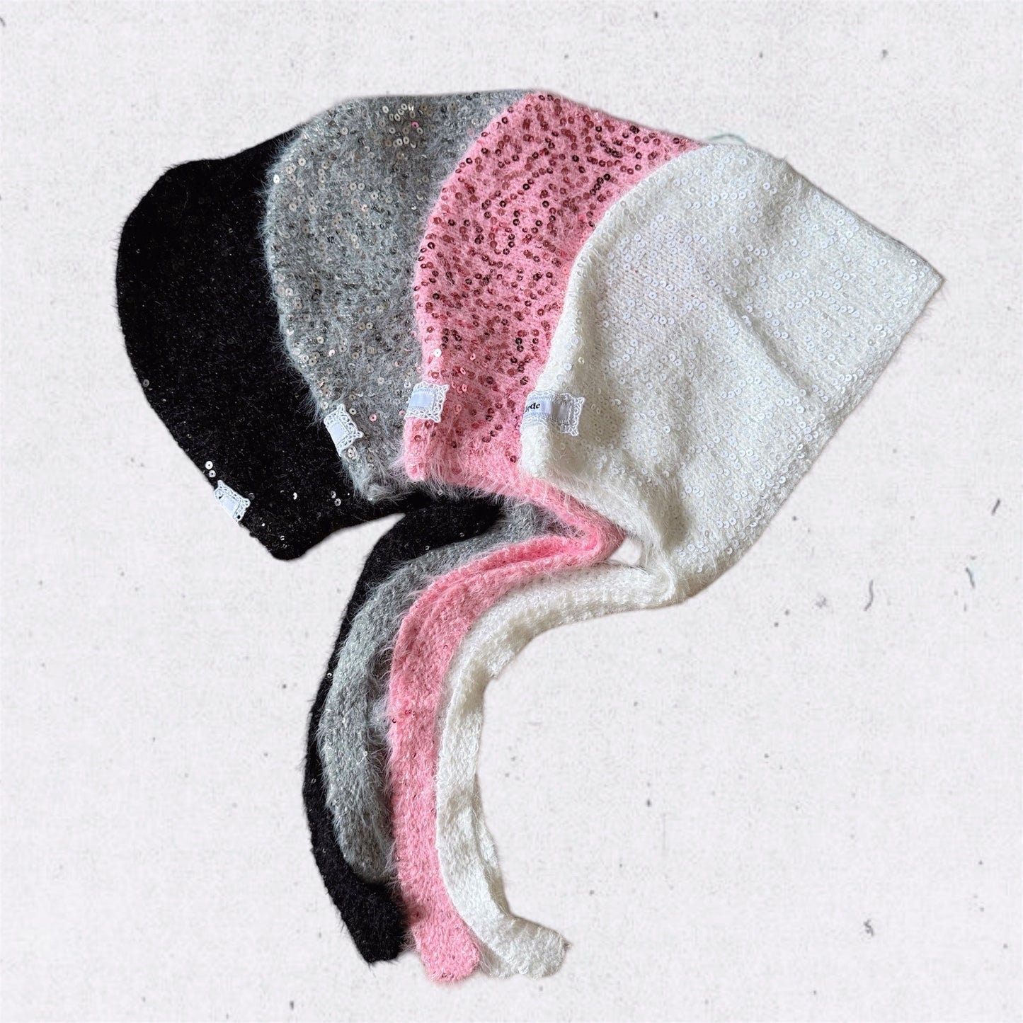 sequin balaclava( ivory, pink, gray, black)