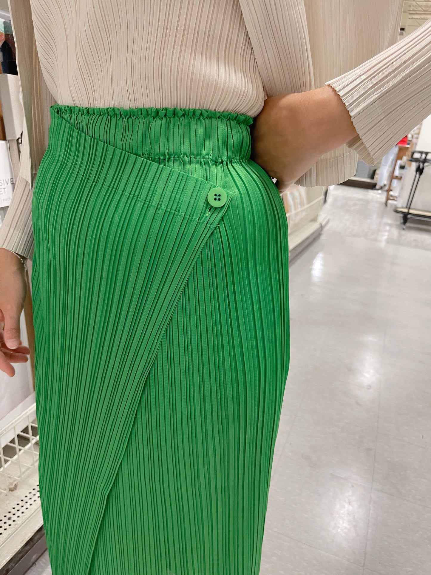 <SPECIAL> Button wrap skirt (green, blue, ivory)