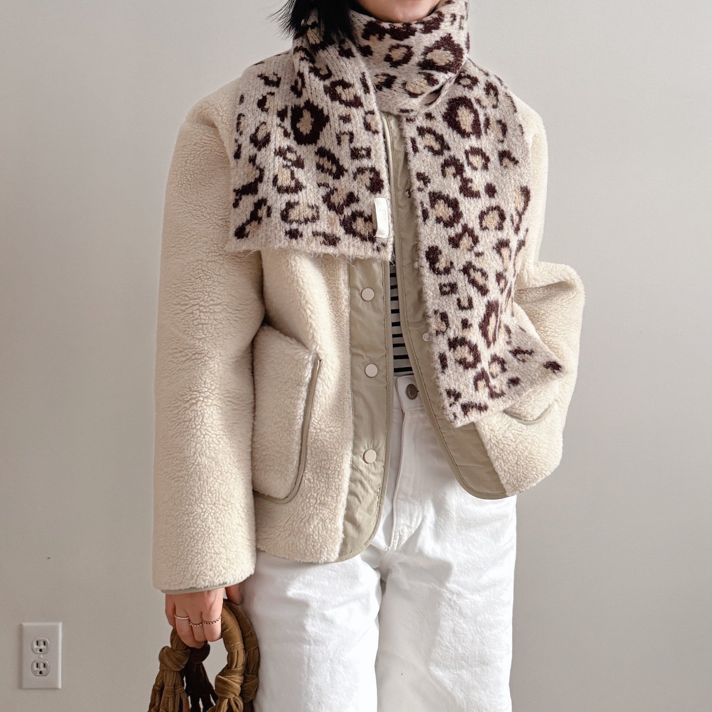 leopard print scarf (beige,brown)
