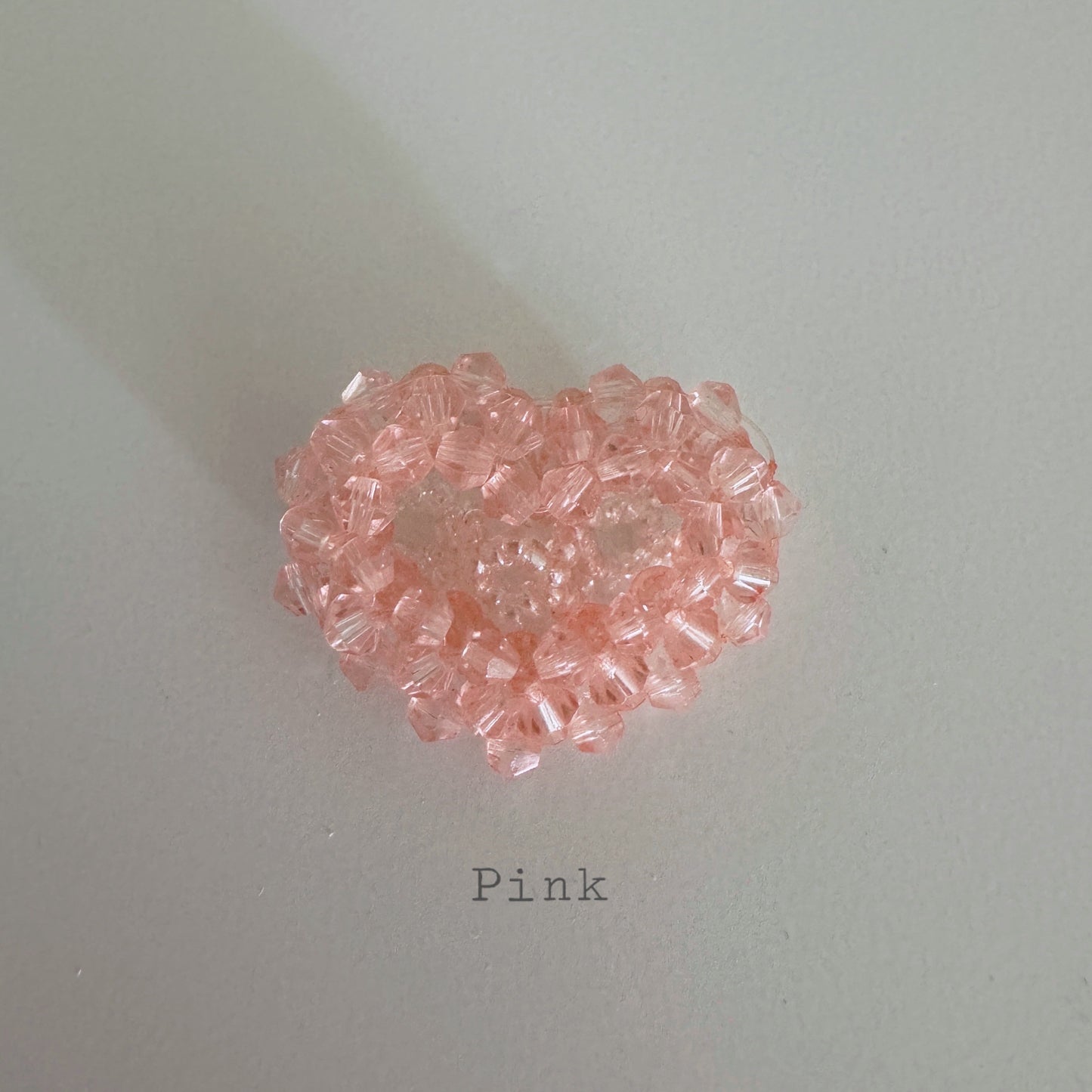 beaded heart ring (pink,lavender)