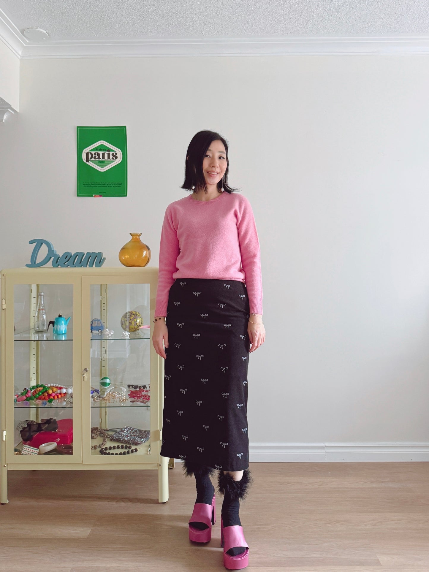 Wool round knit (pink, pastel green)