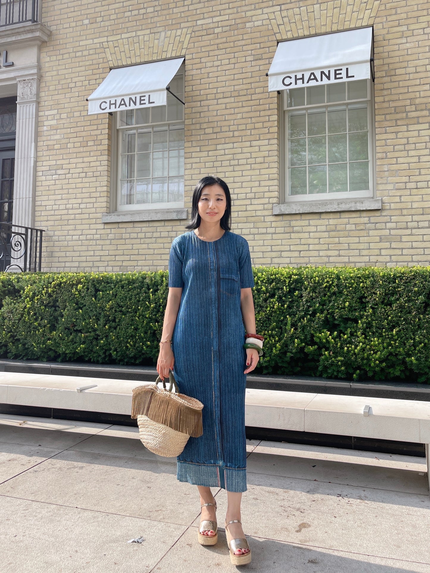 Pleats denim dress