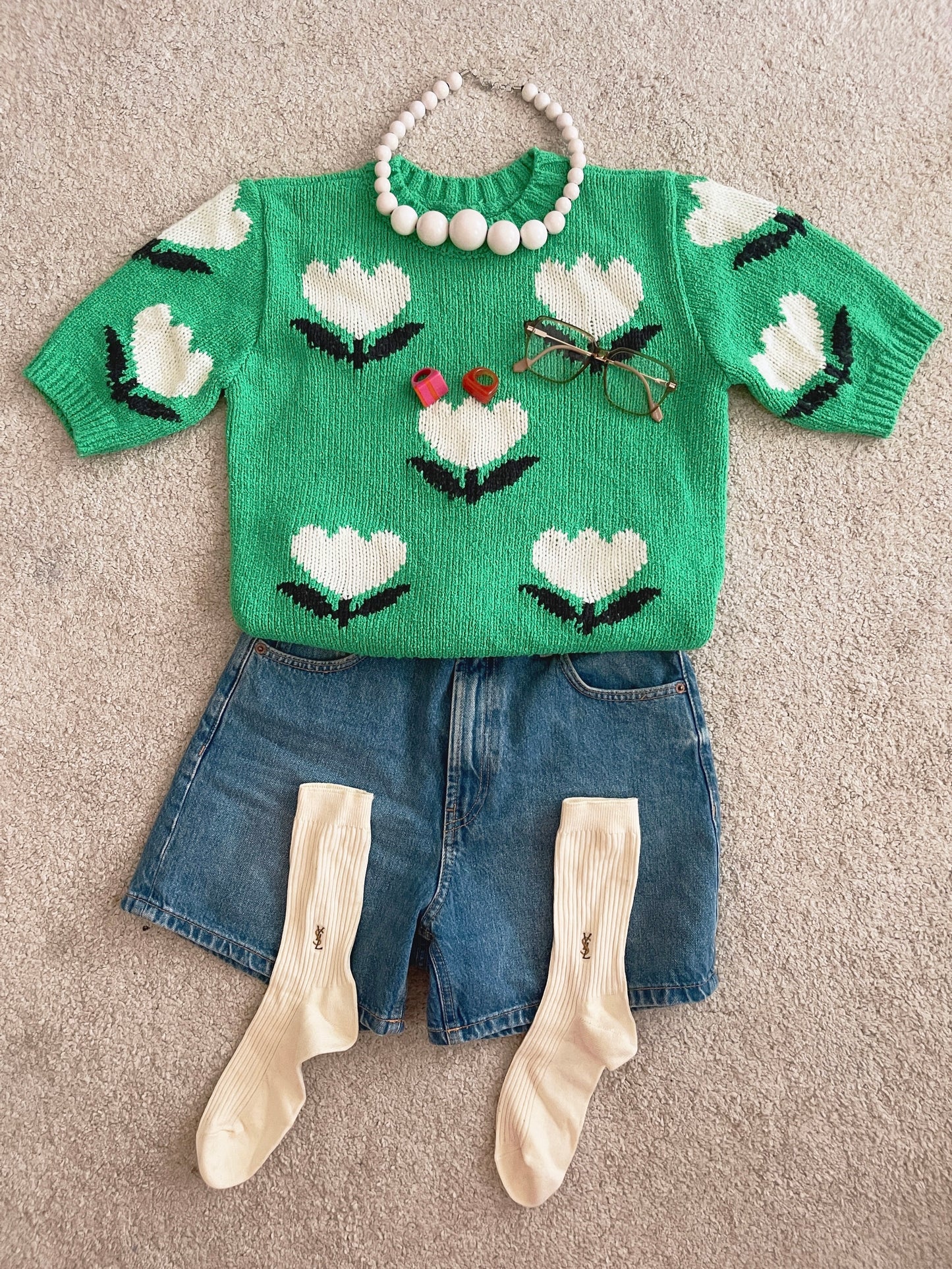 Tulip Knit (black, green)