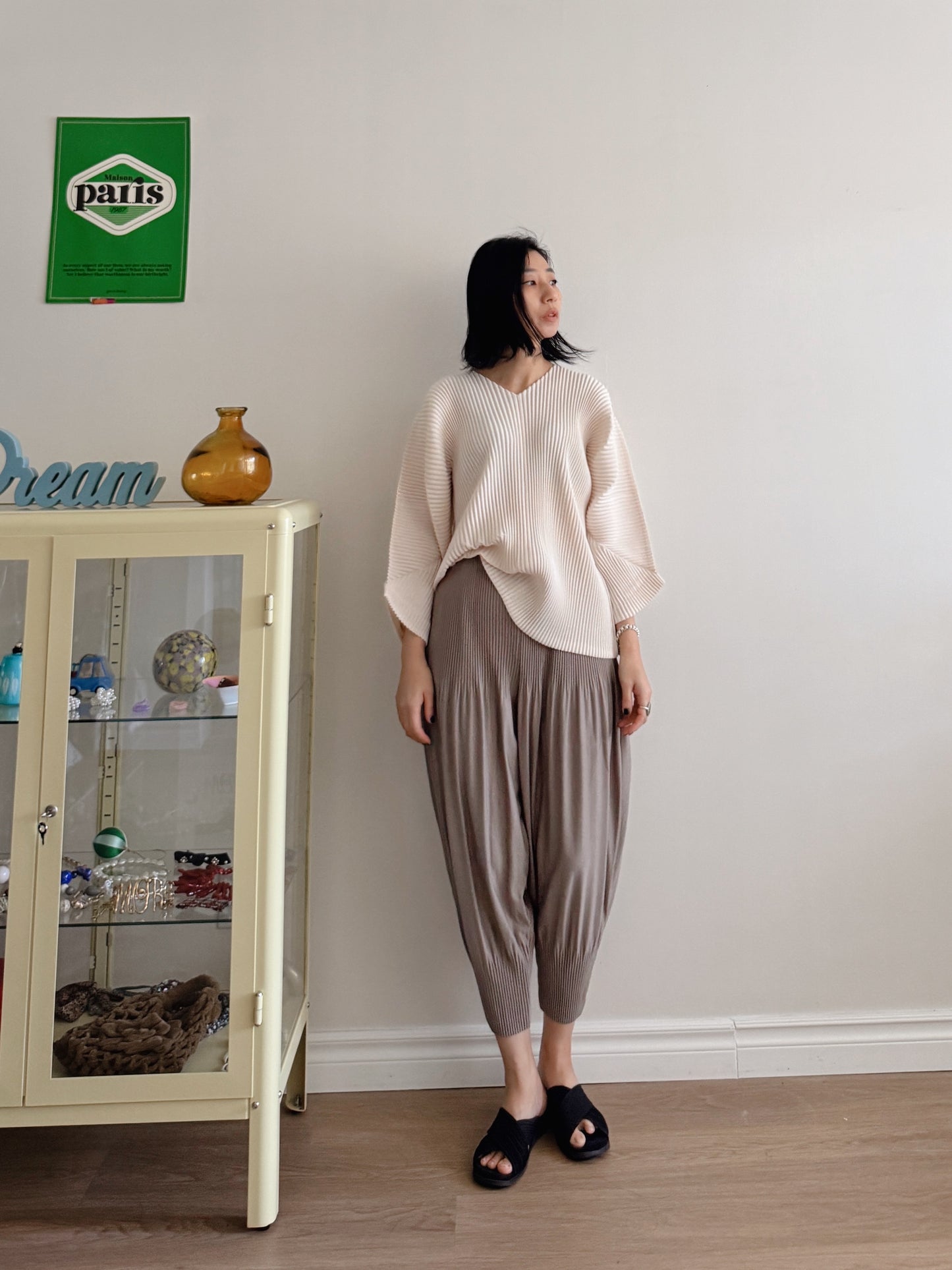 Pleats baggy pants ( black, pink, ivory, orange, mocha)