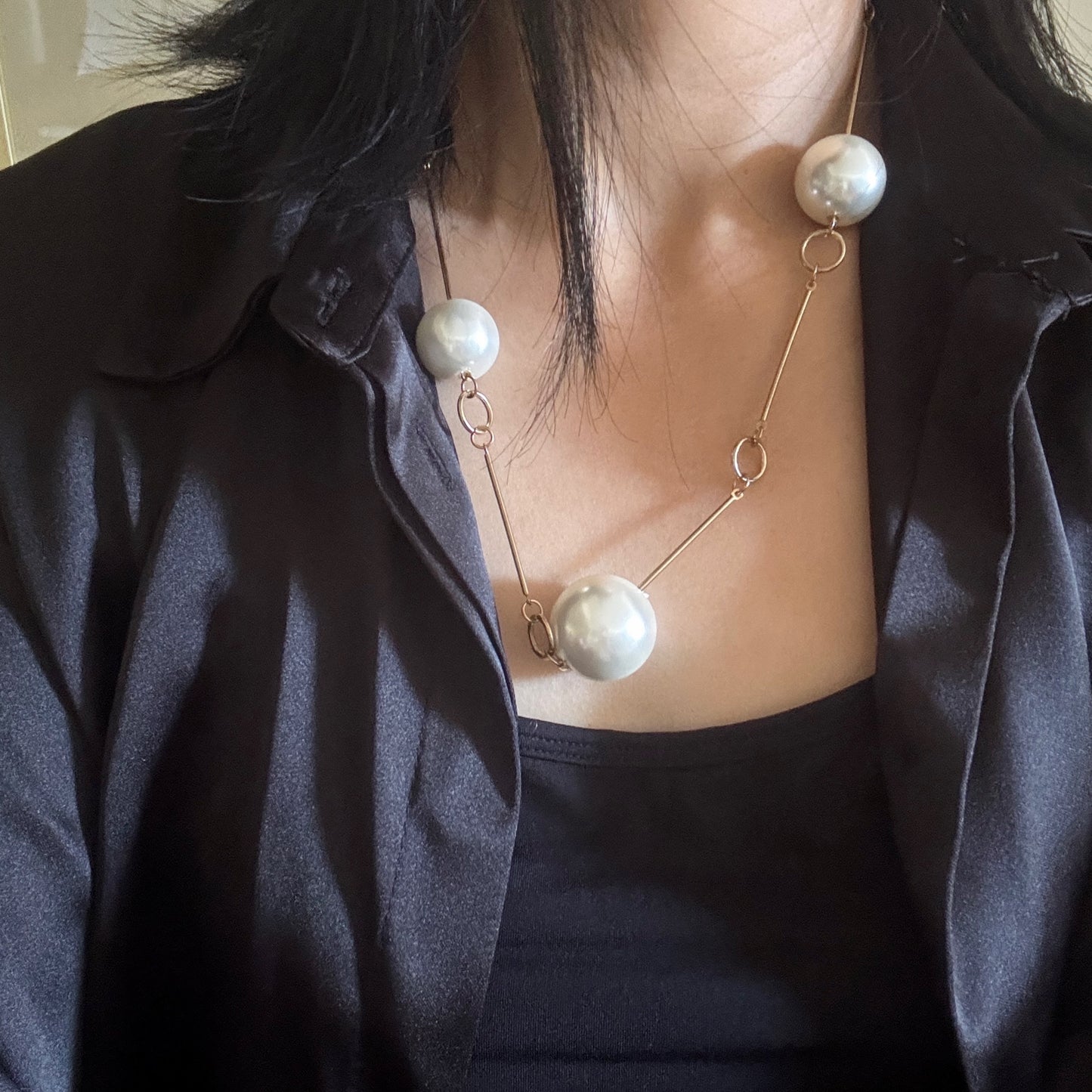 Gold Chunky Pearl Necklace