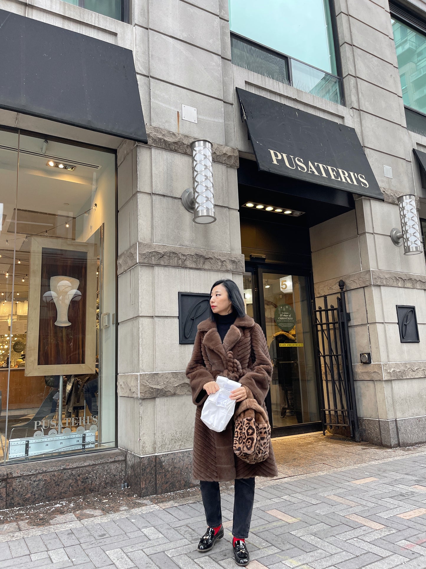 Eco mink coat 2 (brown, light brown, white)
