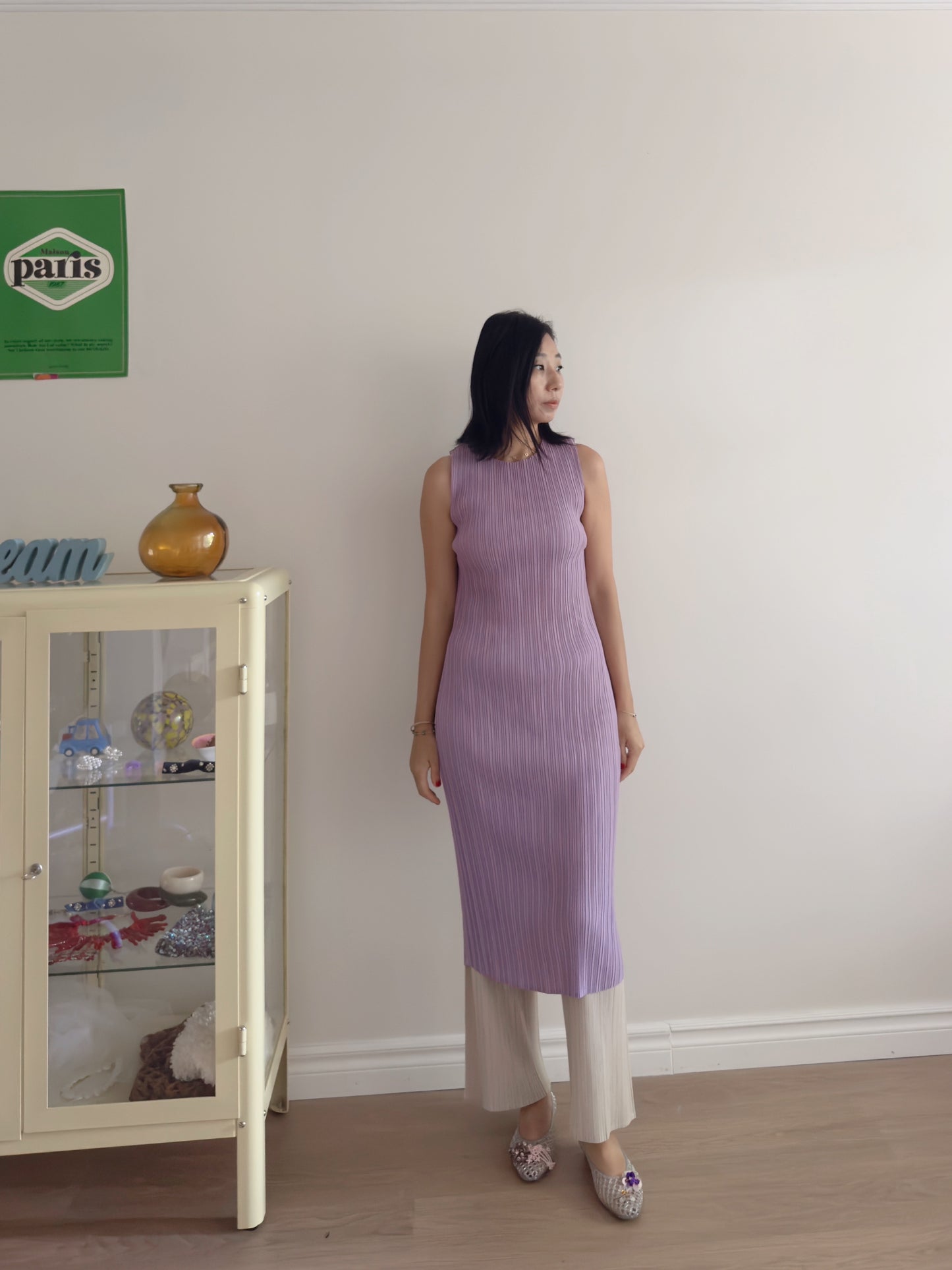 Lavender pleated dress