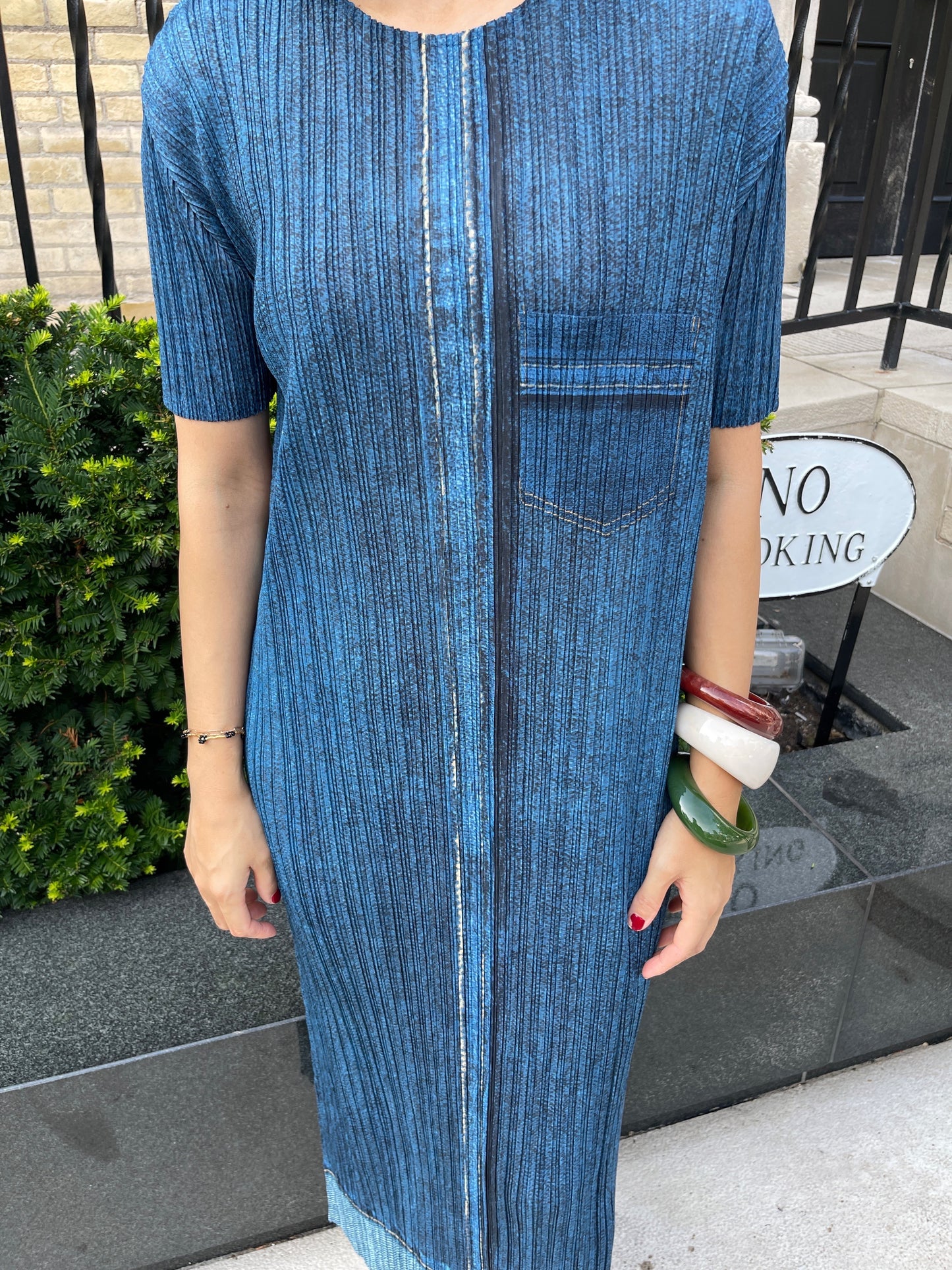Pleats denim dress