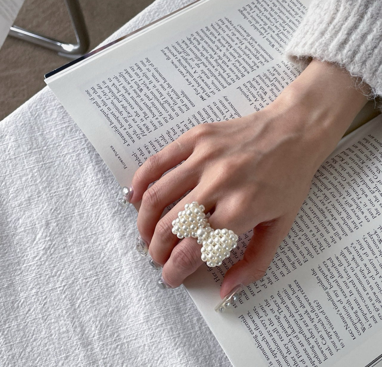 pearl ring (flower, ribbon,heart)