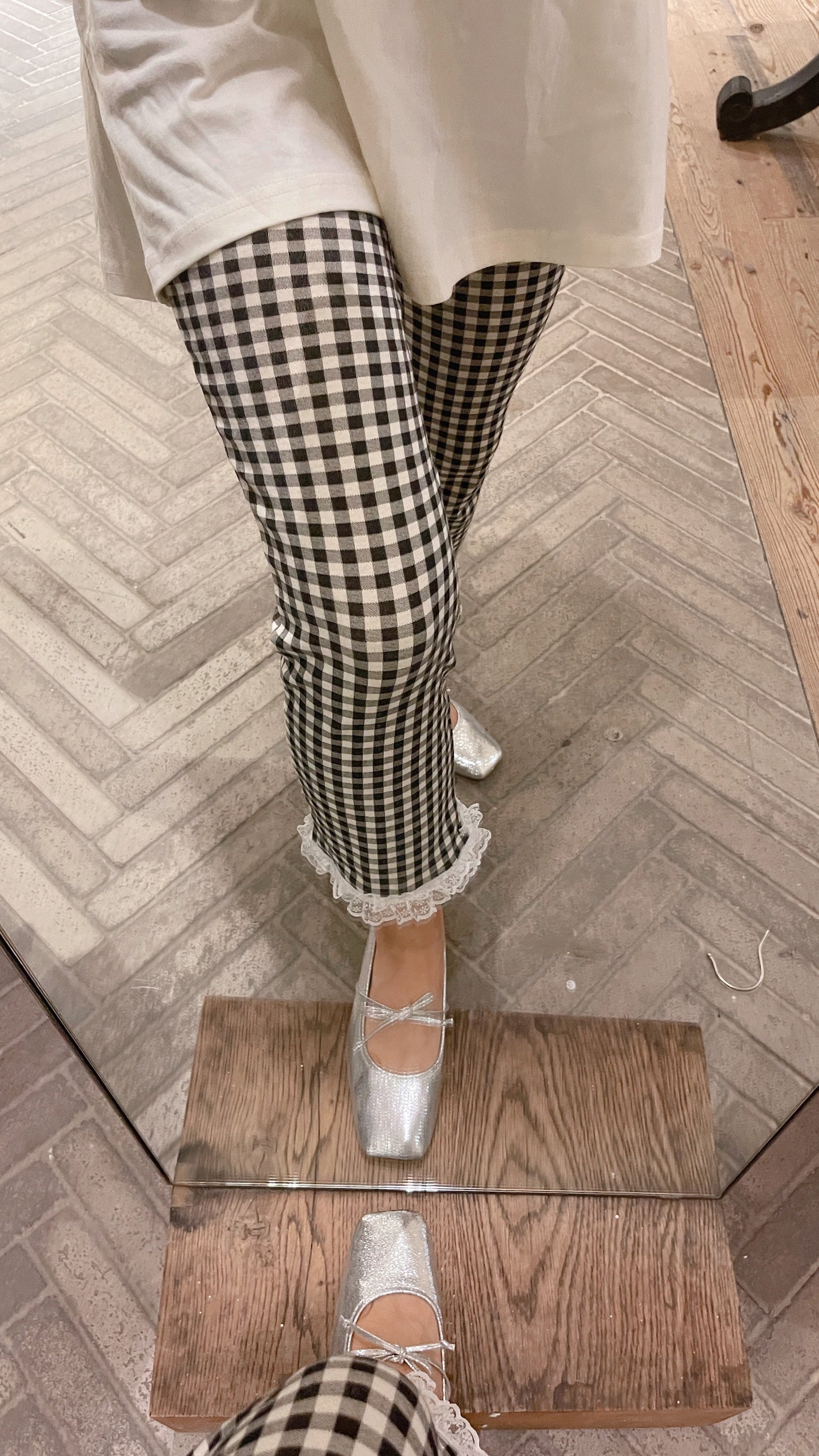 Check Lace Pants (pink, black)
